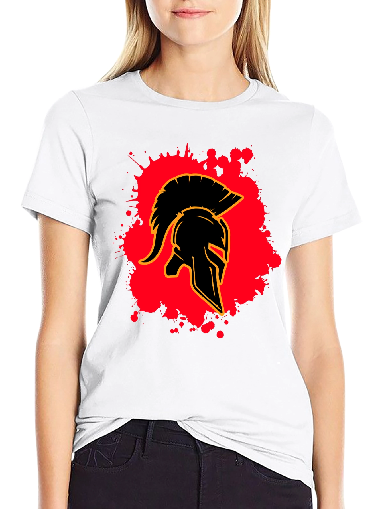 Spartan Helmet Graphic Tee - Black Cotton Blend