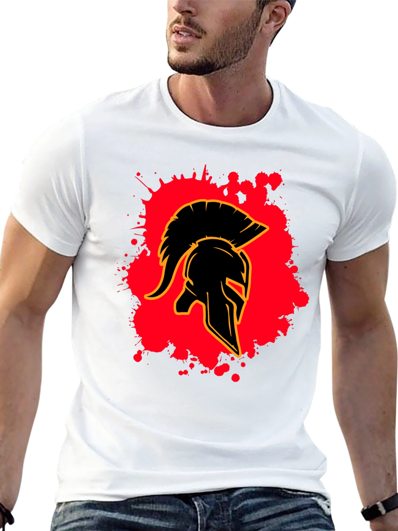 Spartan Helmet Graphic Tee - Black Cotton Blend