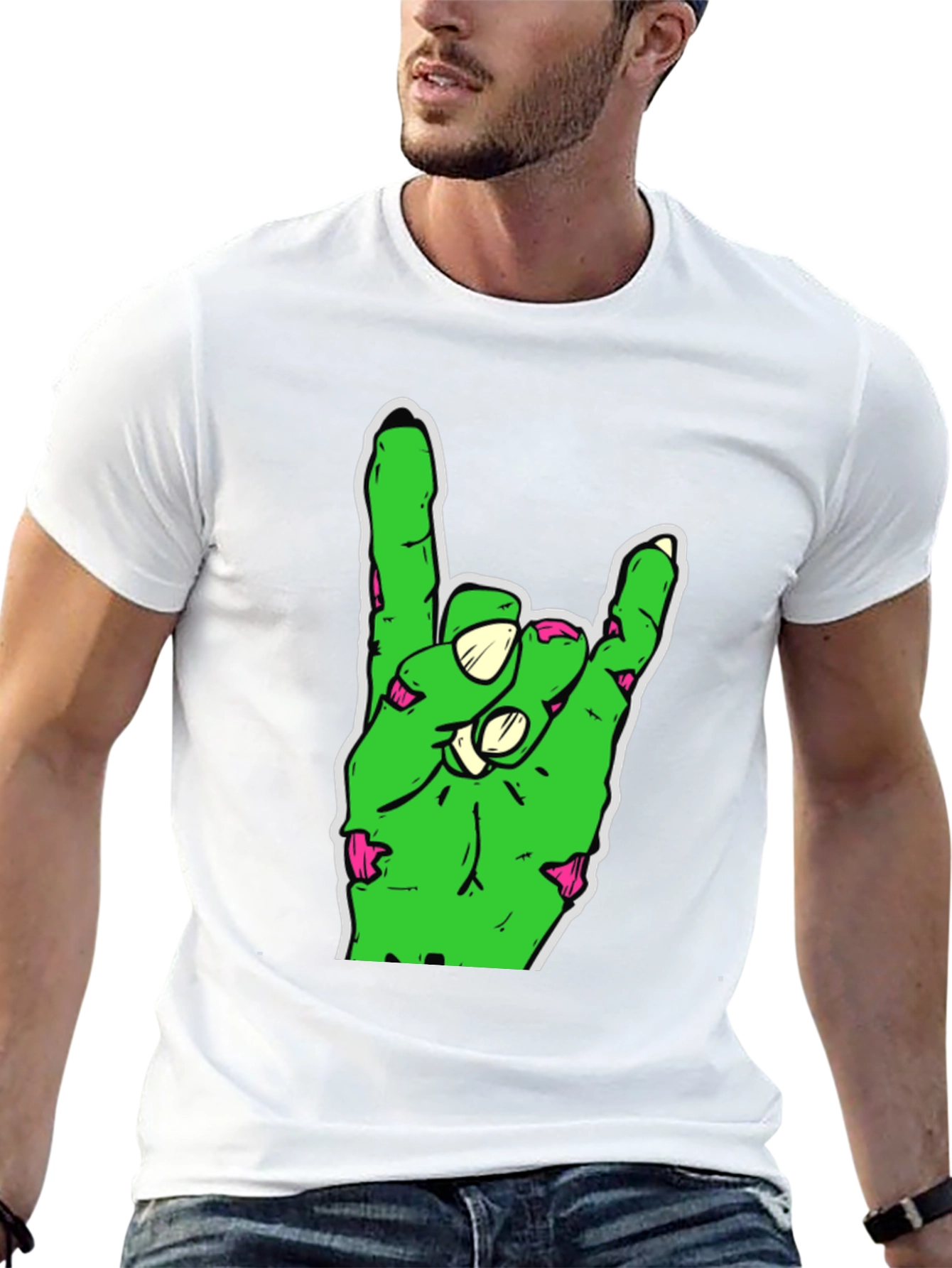 Zombie Hand Rock On Black T-Shirt