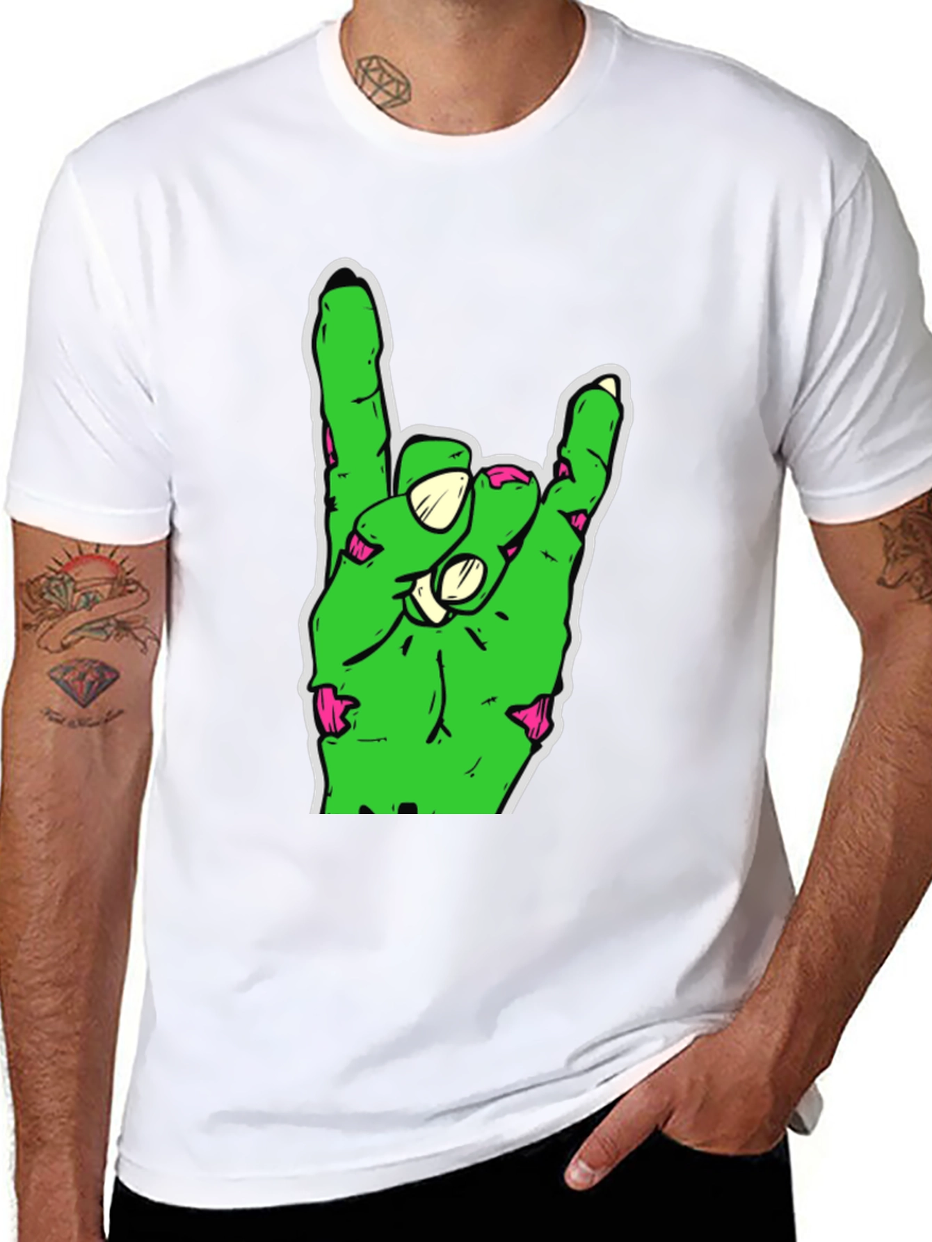 Zombie Hand Rock On Black T-Shirt