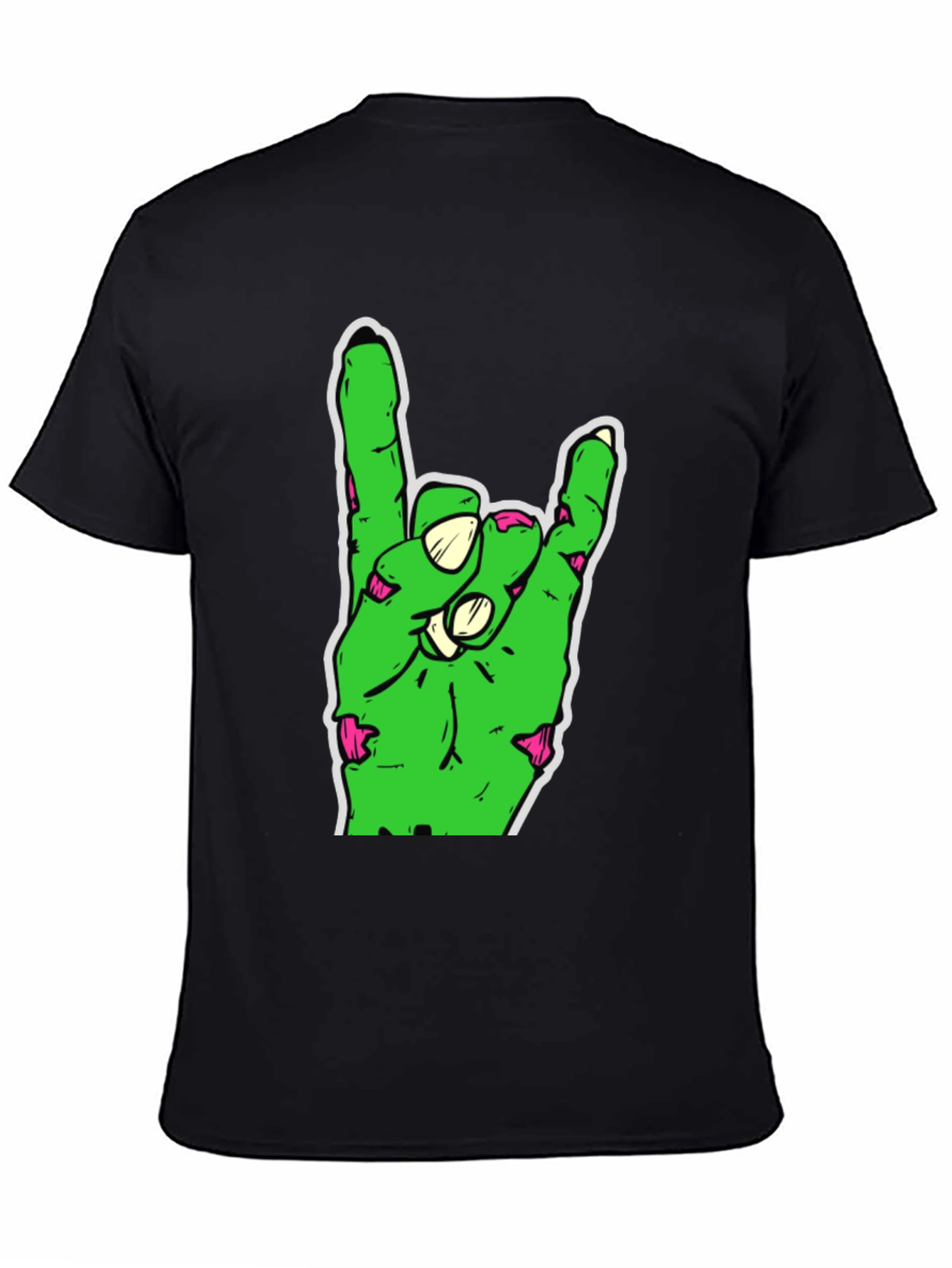 Zombie Hand Rock On Black T-Shirt