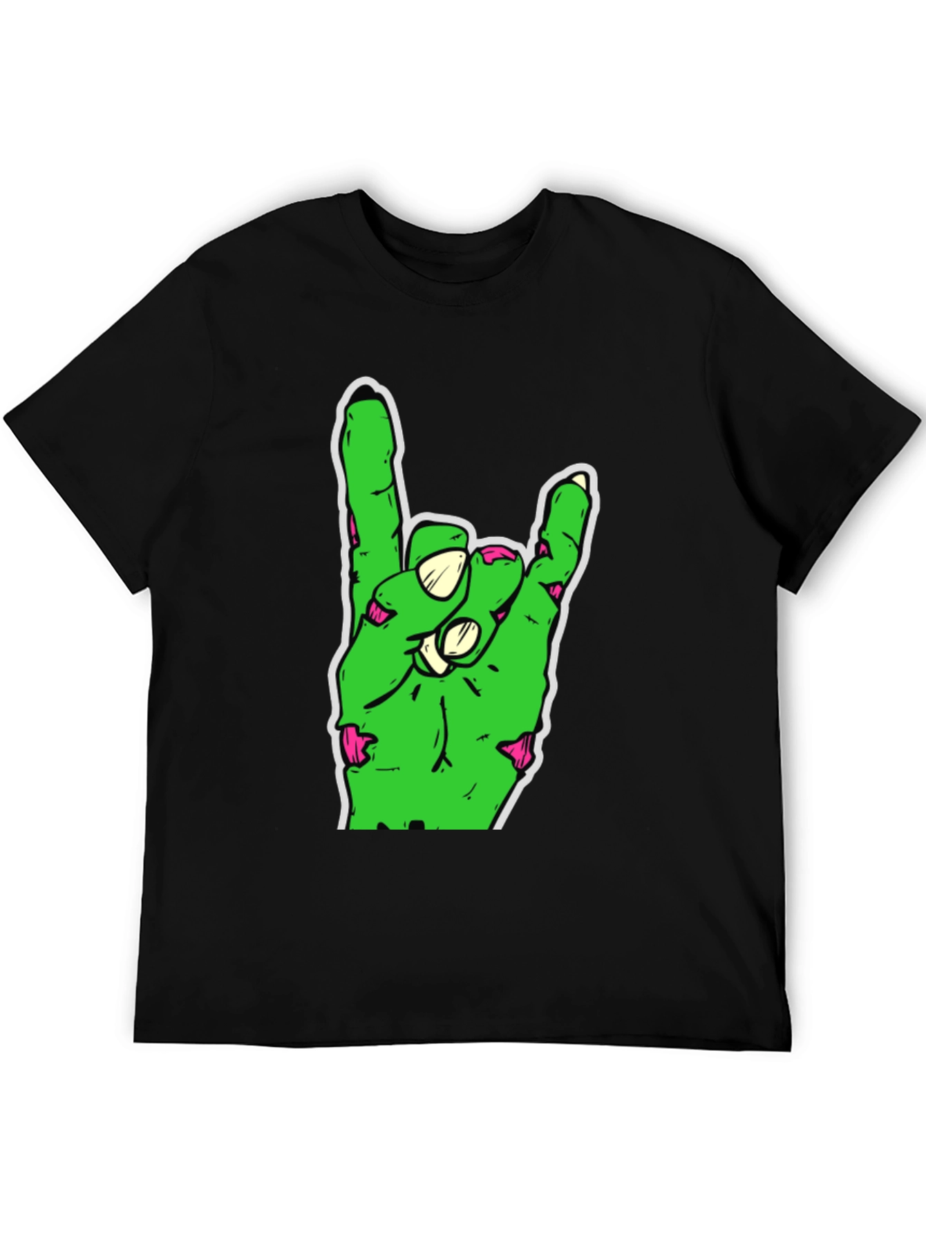 Zombie Hand Rock On Black T-Shirt