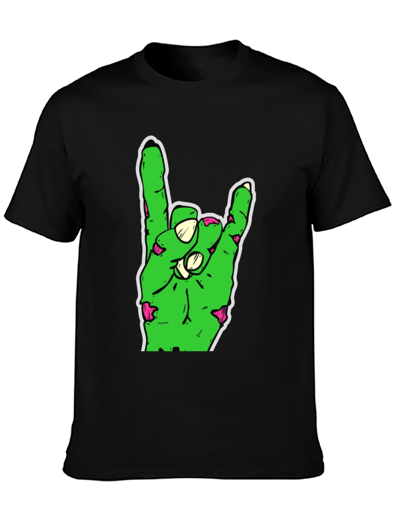 Zombie Hand Rock On Black T-Shirt