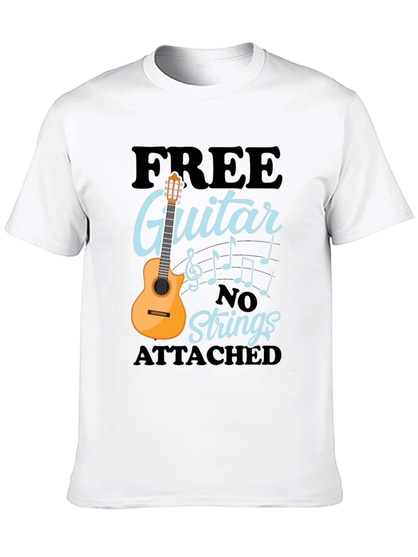 Free Guitar No Strings Attached Funny Musician T-Shirt