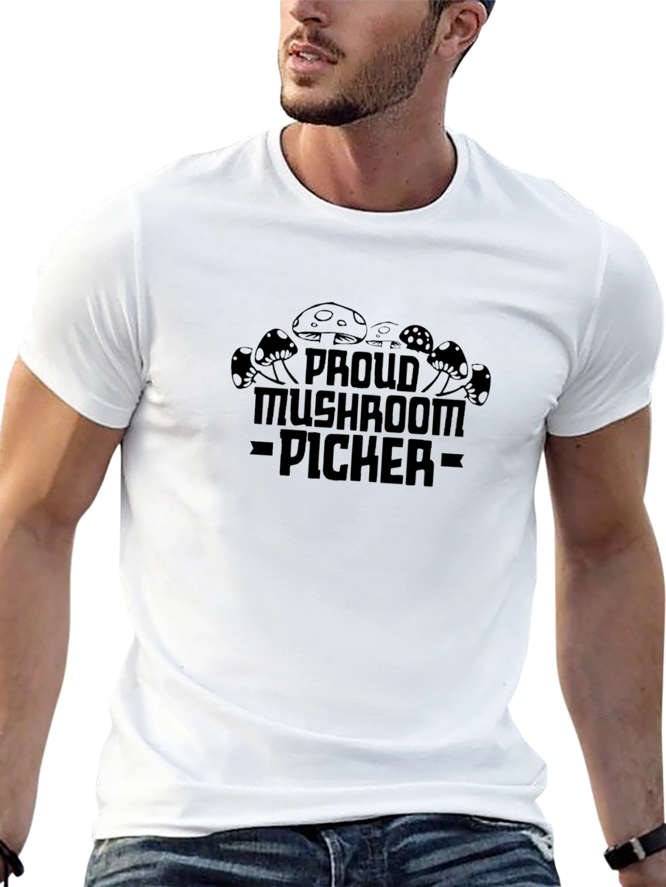 Proud Mushroom Picker Graphic T-Shirt - Black