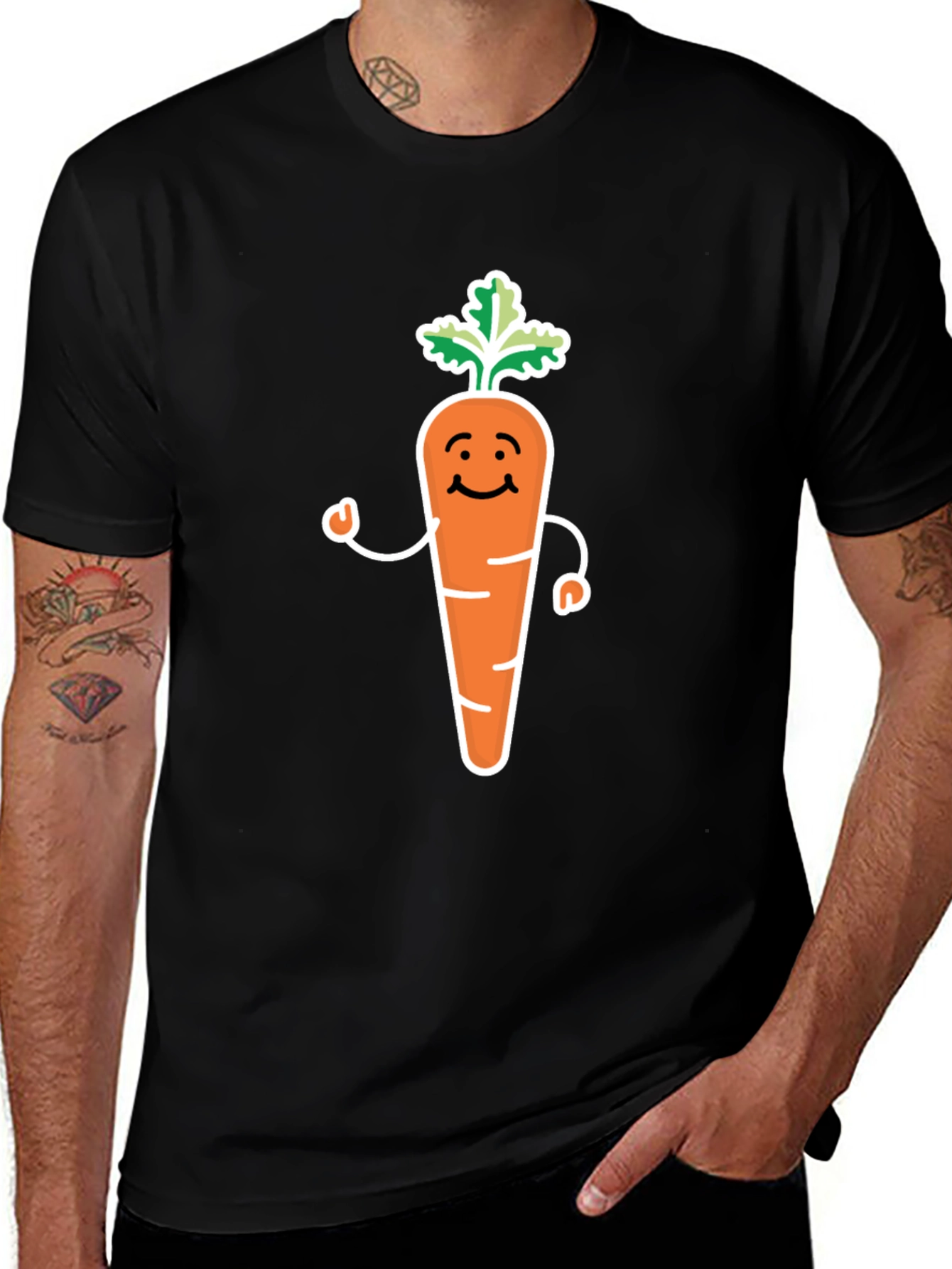 Cartoon Carrot T-Shirt - Cute Vegetable Graphic Tee
