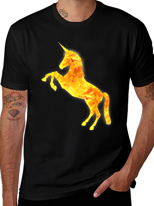 Fiery Unicorn Graphic T-Shirt - Black Cotton Tee