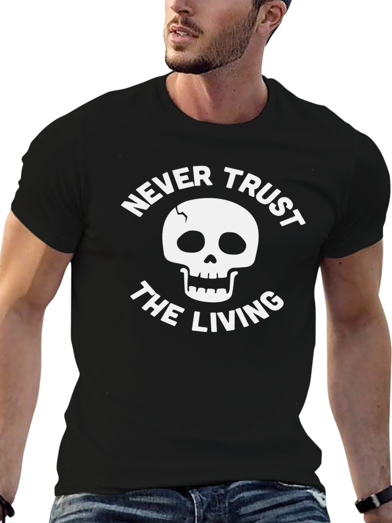 Never Trust the Living Skull Graphic T-Shirt