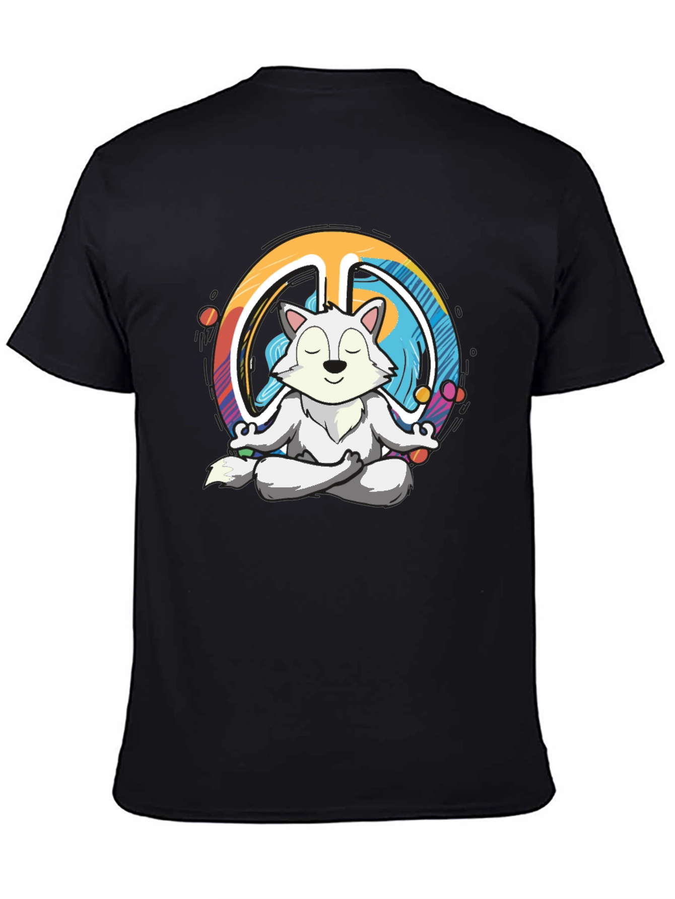 Meditating Wolf Peace Sign Graphic T-Shirt