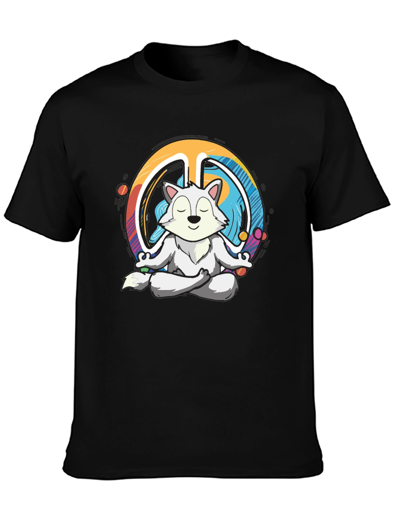 Meditating Wolf Peace Sign Graphic T-Shirt