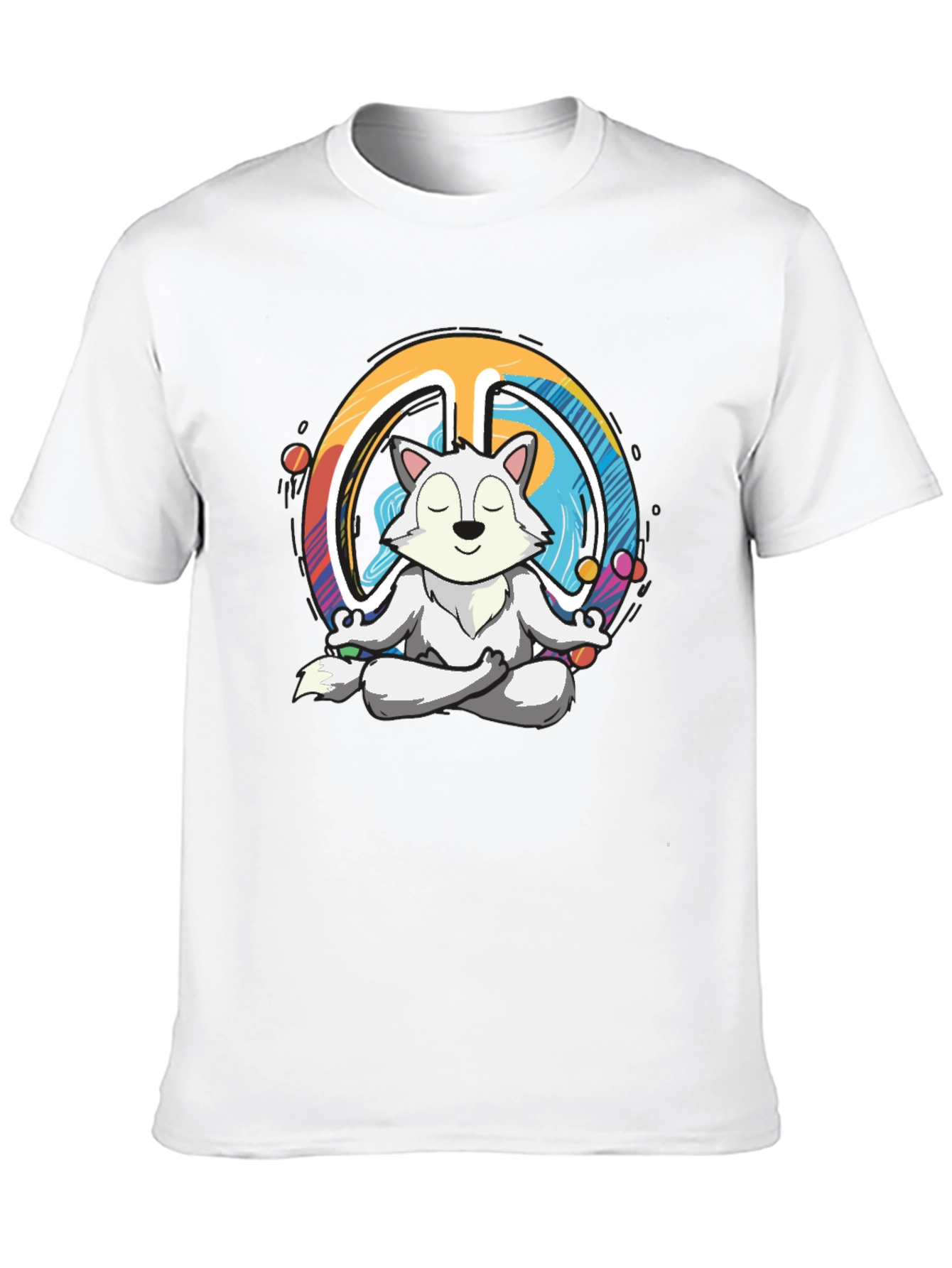Meditating Wolf Peace Sign Graphic T-Shirt