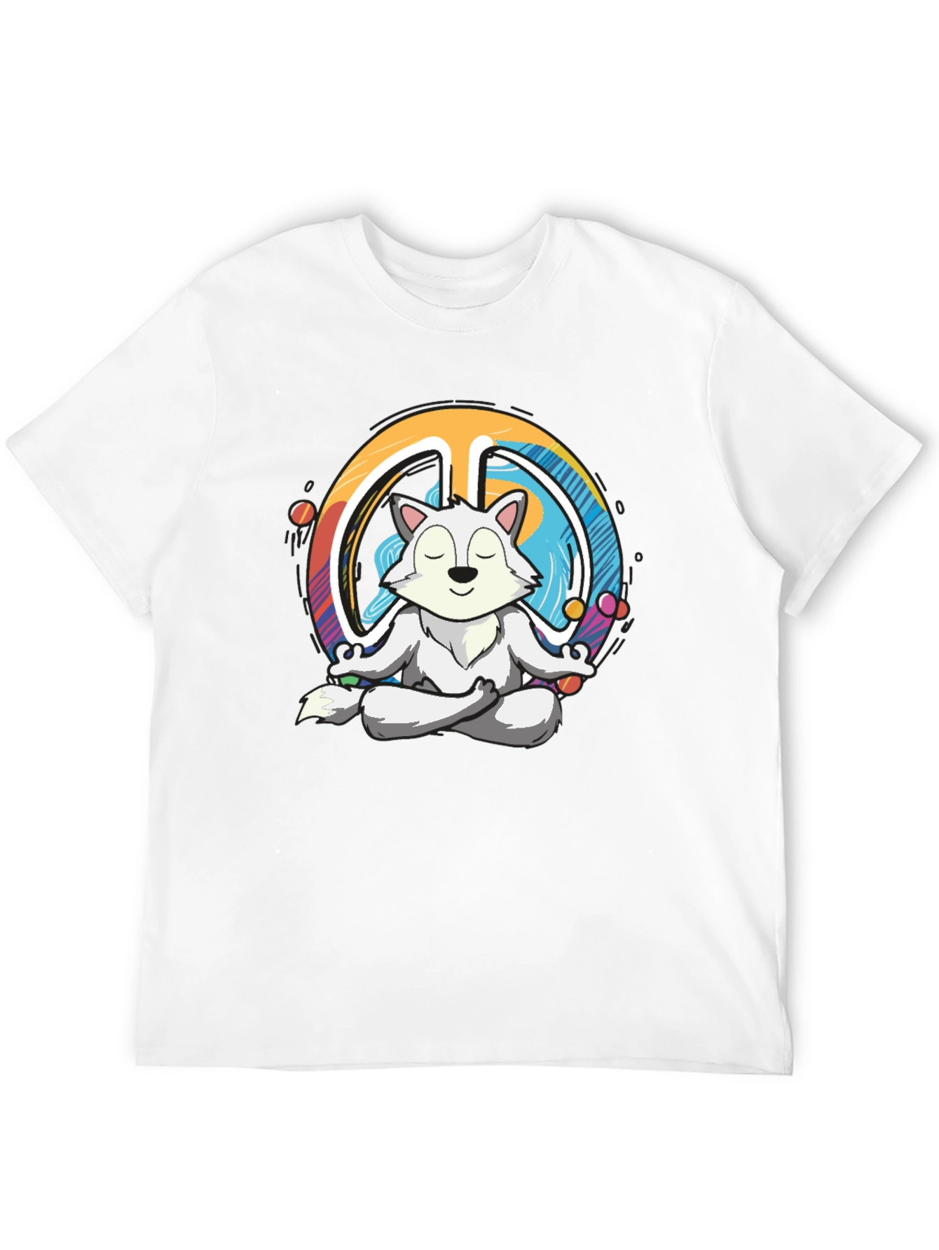 Meditating Wolf Peace Sign Graphic T-Shirt
