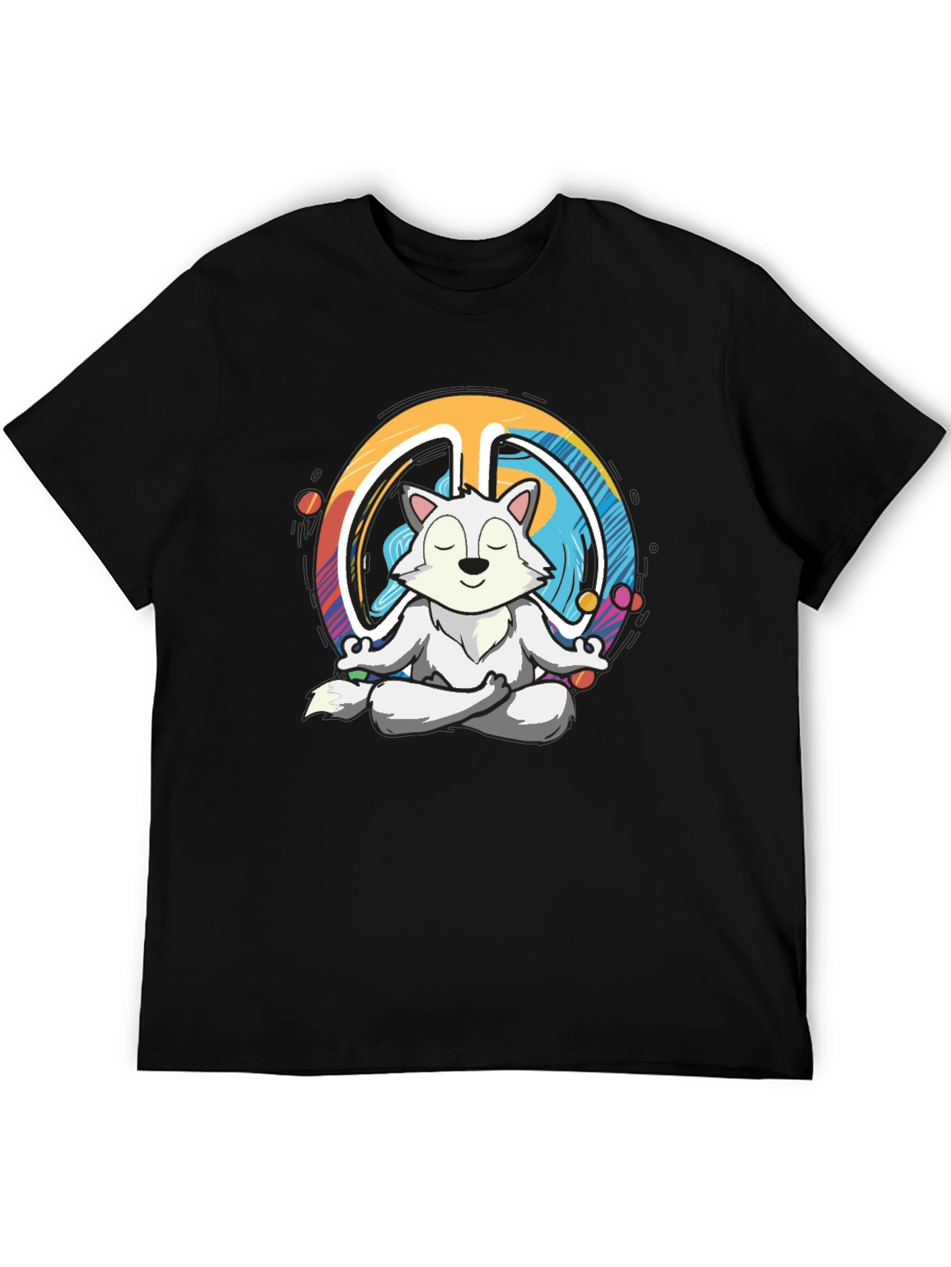 Meditating Wolf Peace Sign Graphic T-Shirt