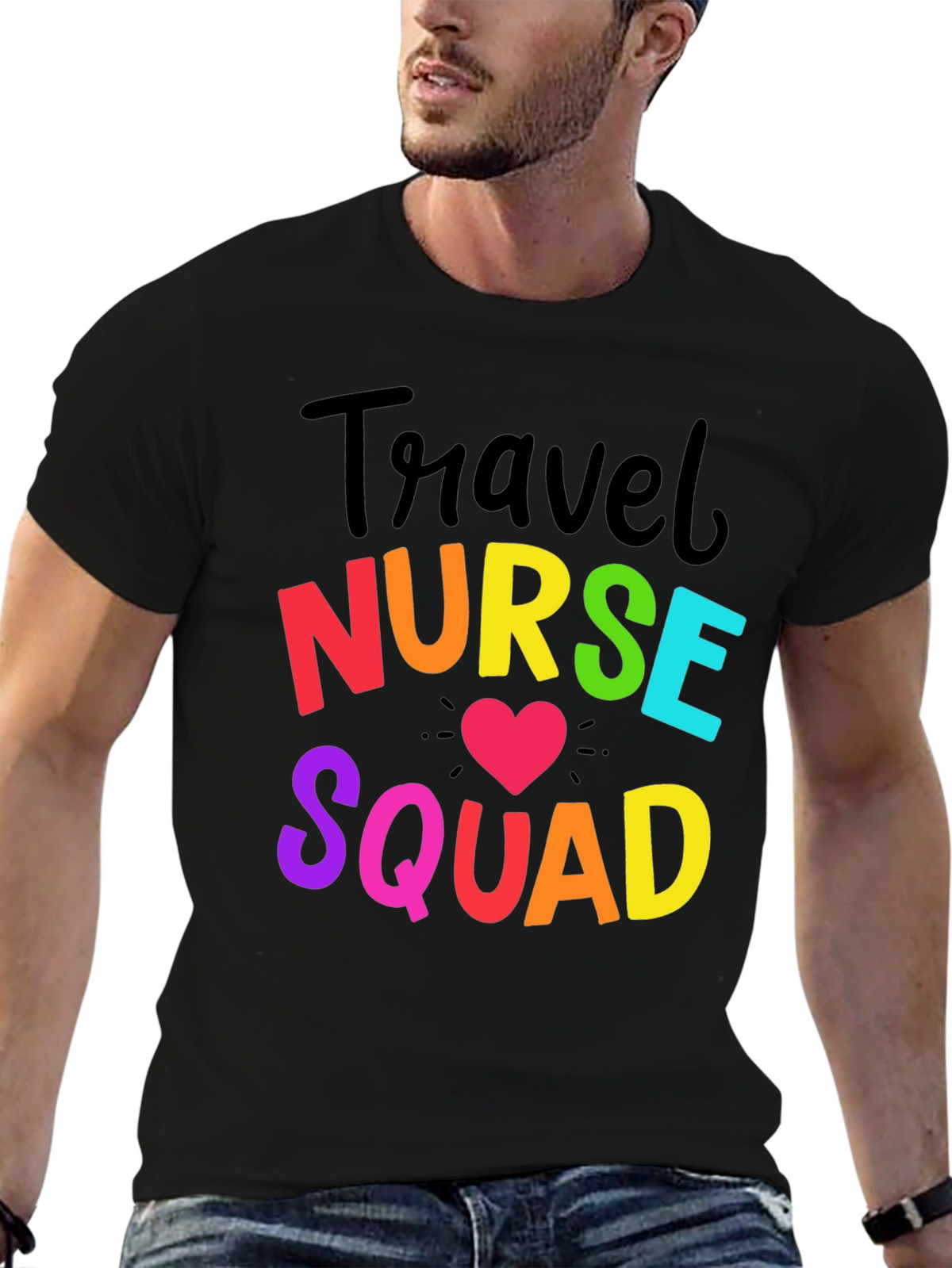 Travel Nurse Squad Rainbow Graphic T-Shirt