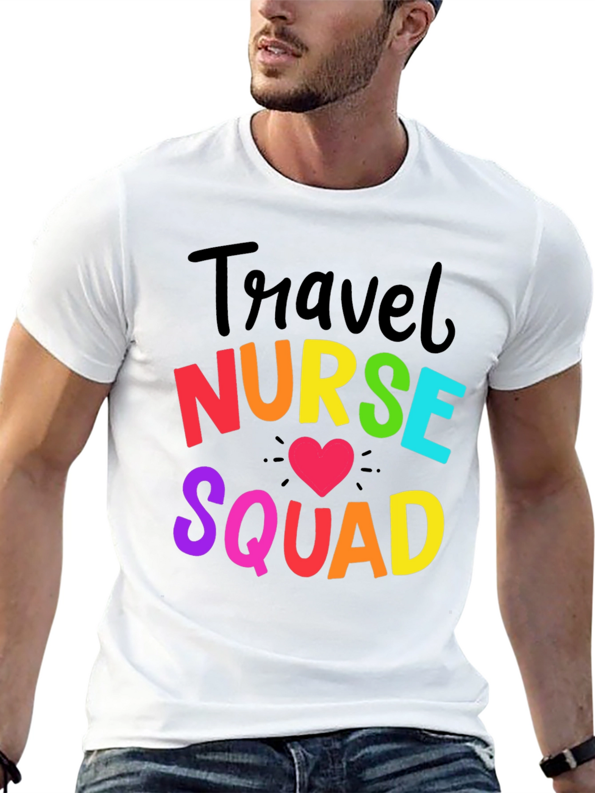 Travel Nurse Squad Rainbow Graphic T-Shirt