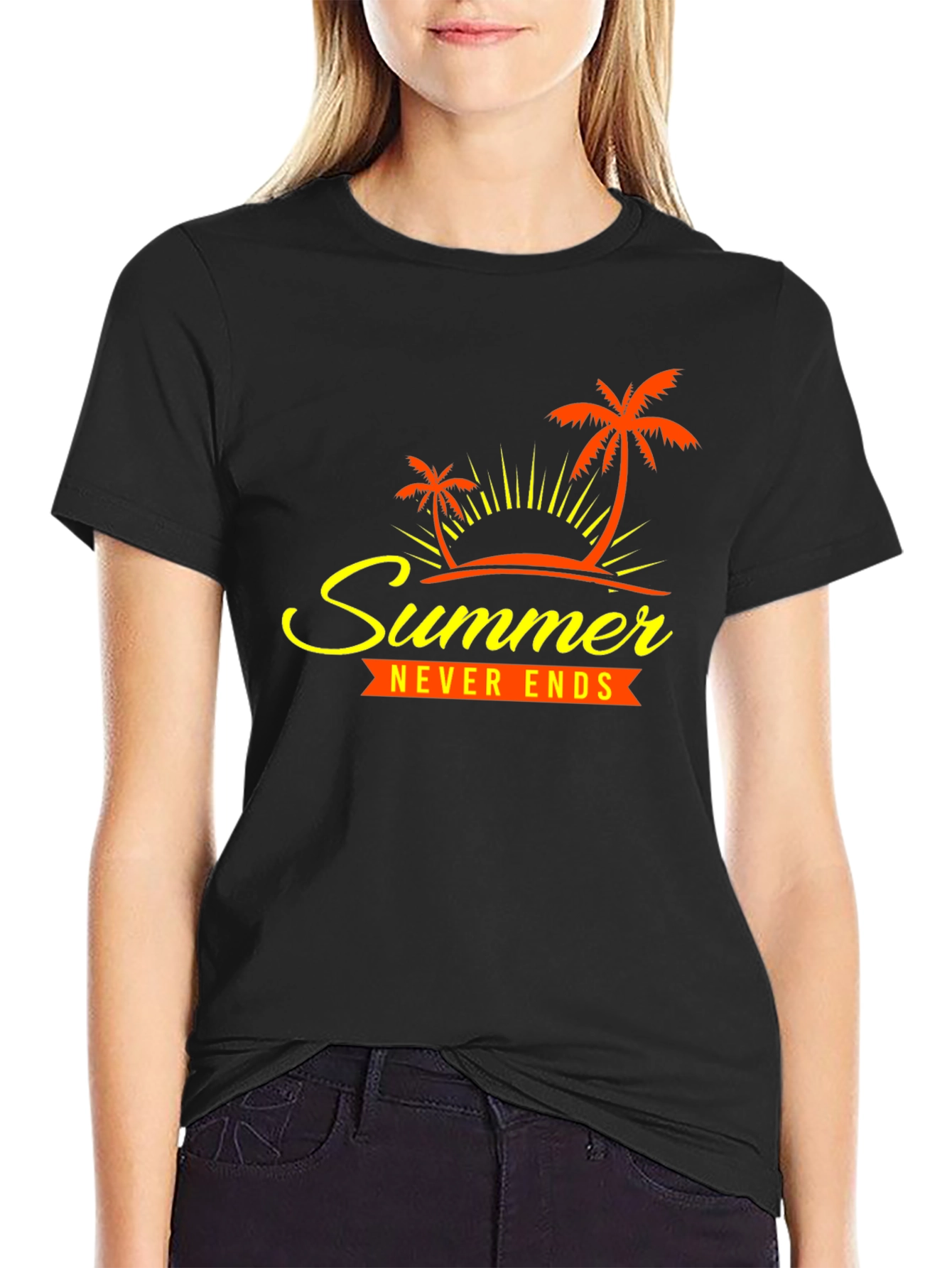 Summer Never Ends Graphic Tee - Tropical Palm Design