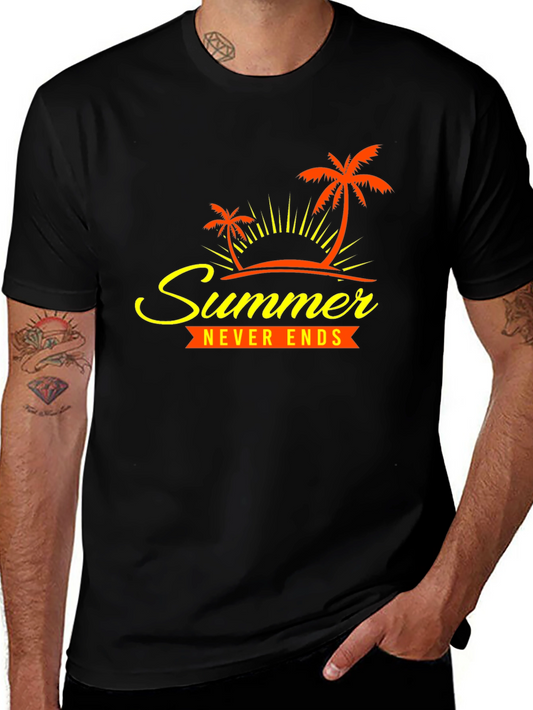 Summer Never Ends Graphic Tee - Tropical Palm Design
