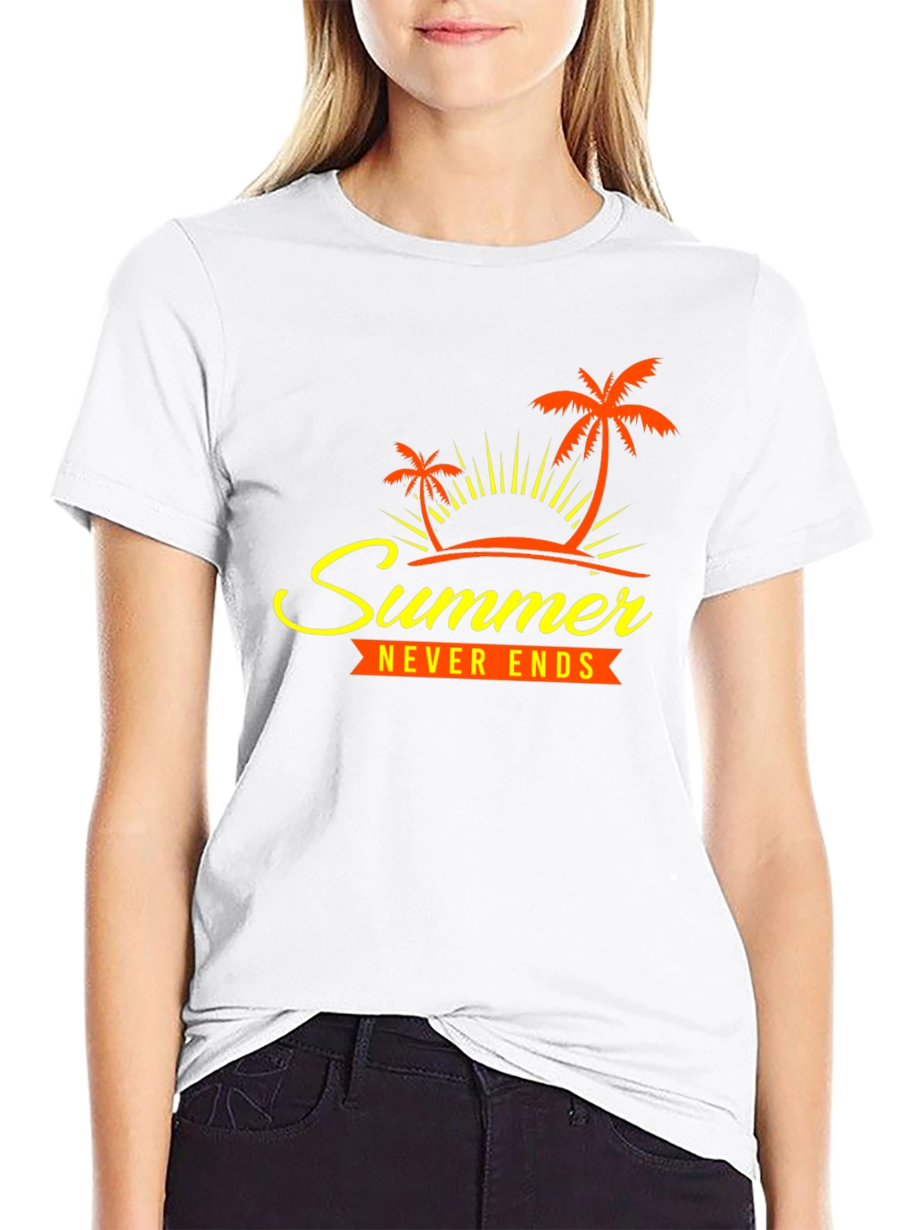 Summer Never Ends Graphic Tee - Tropical Palm Design