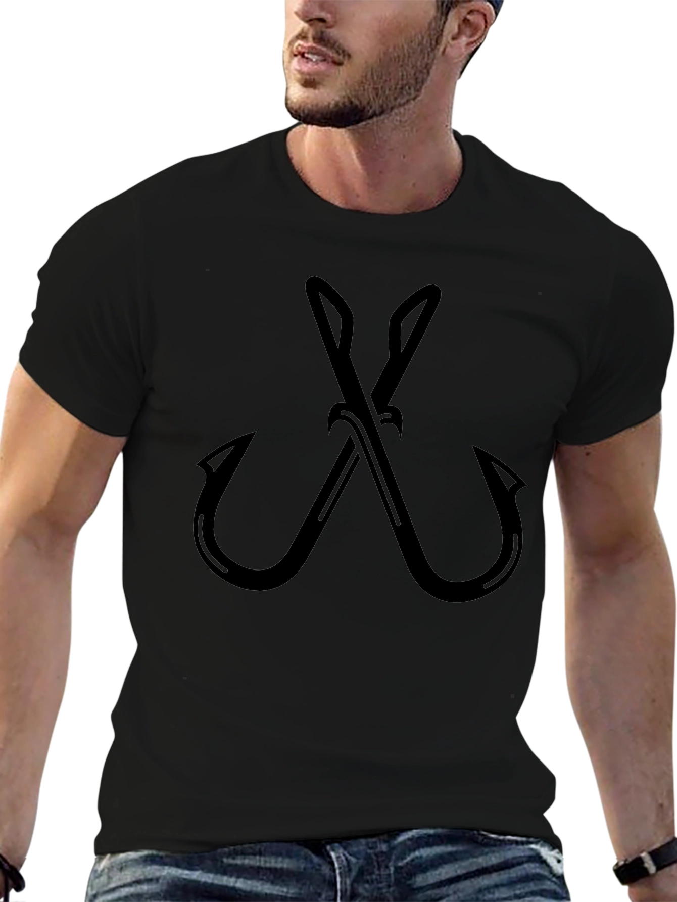 Fishing Hooks Graphic T-Shirt - Black