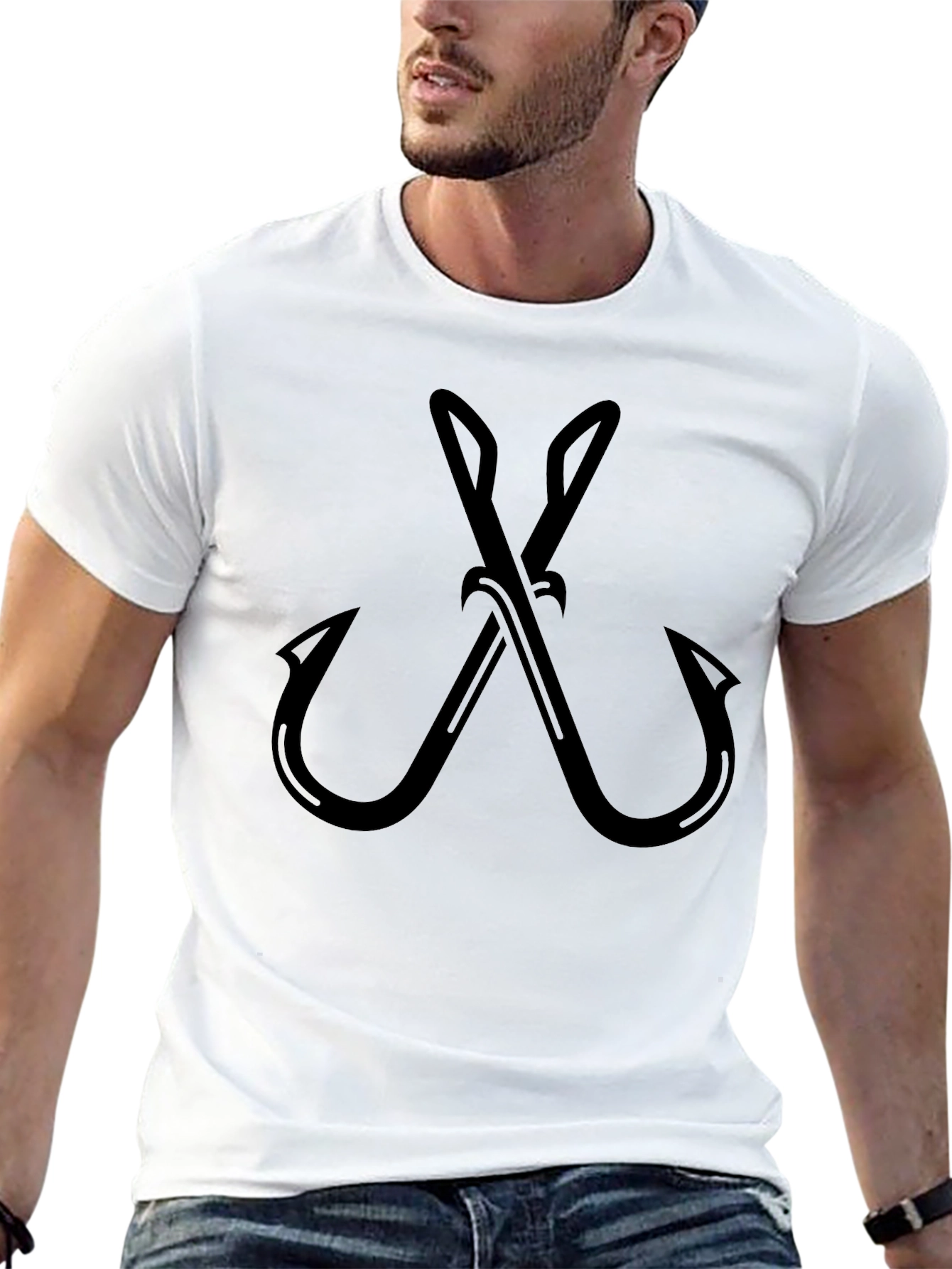 Fishing Hooks Graphic T-Shirt - Black