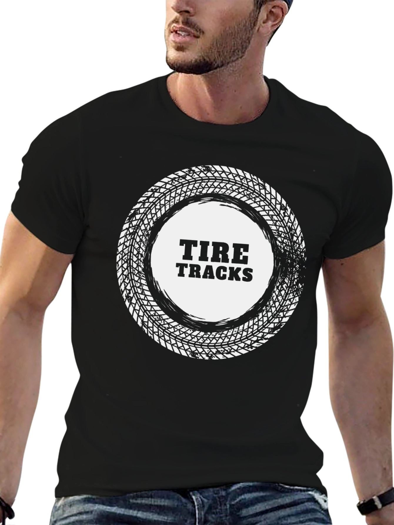 Tire Tracks Graphic Tee - Cool Automotive Shirt