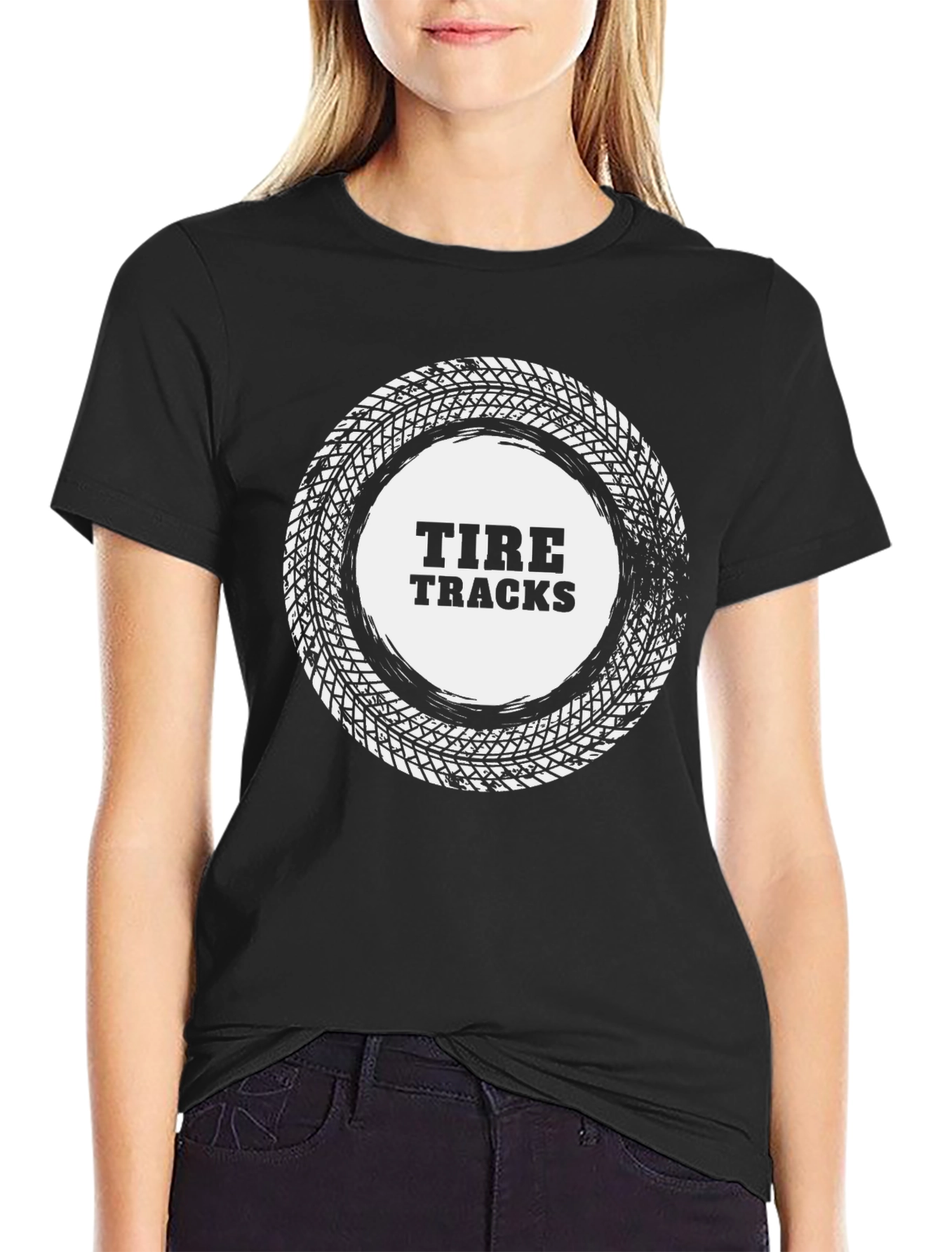 Tire Tracks Graphic Tee - Cool Automotive Shirt