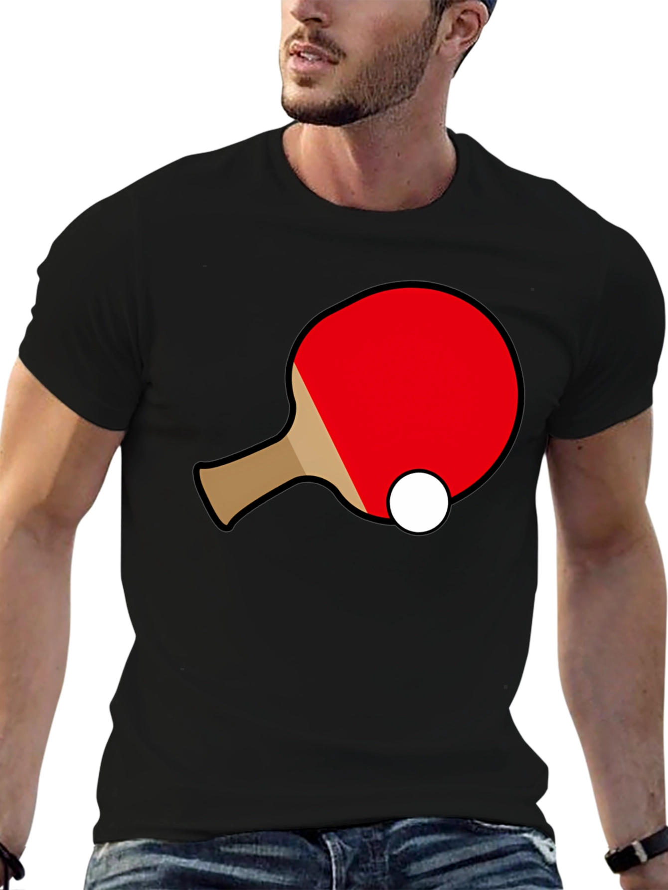 Ping Pong Paddle T-Shirt - Black Cotton Graphic Tee