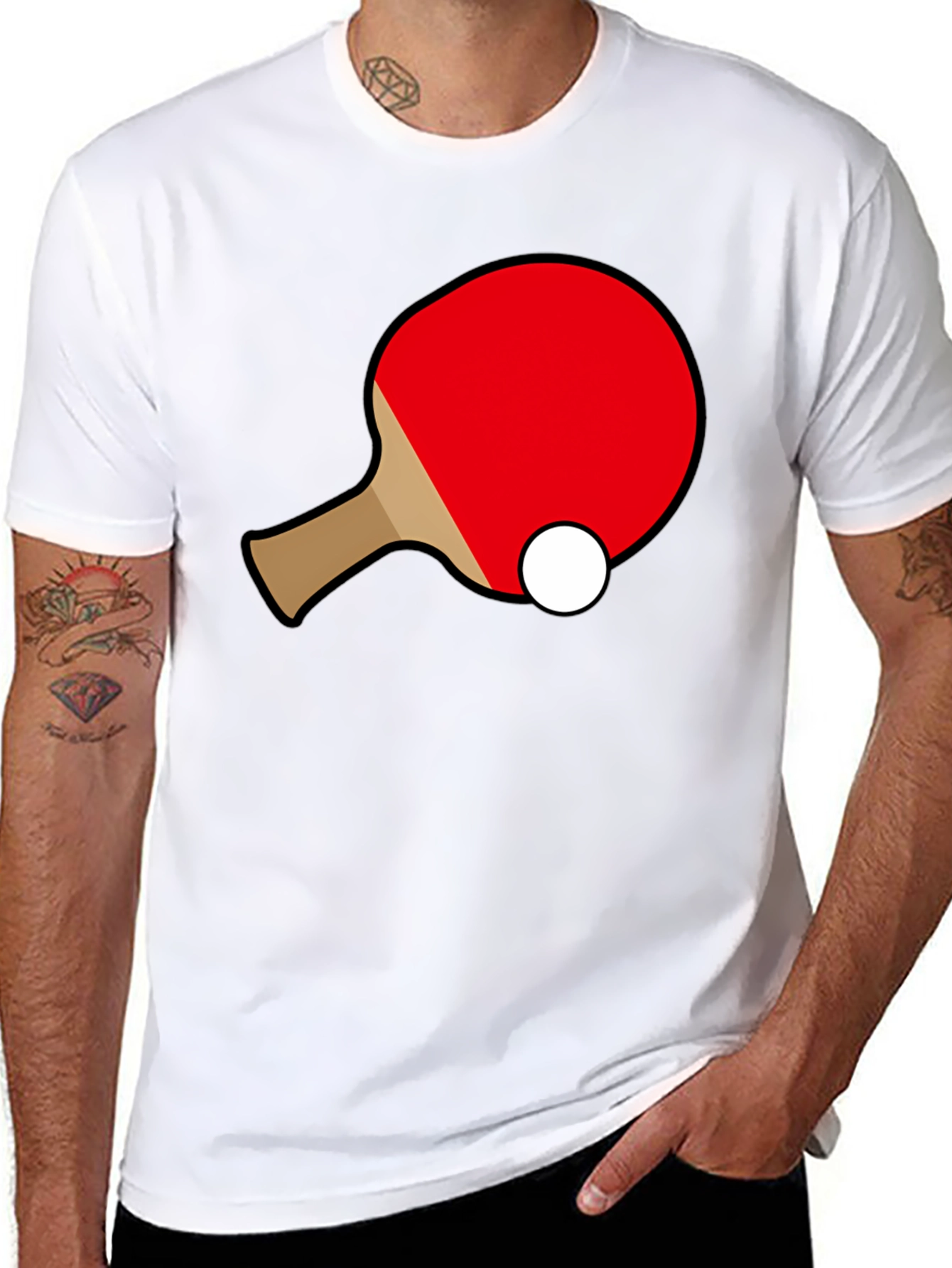 Ping Pong Paddle T-Shirt - Black Cotton Graphic Tee
