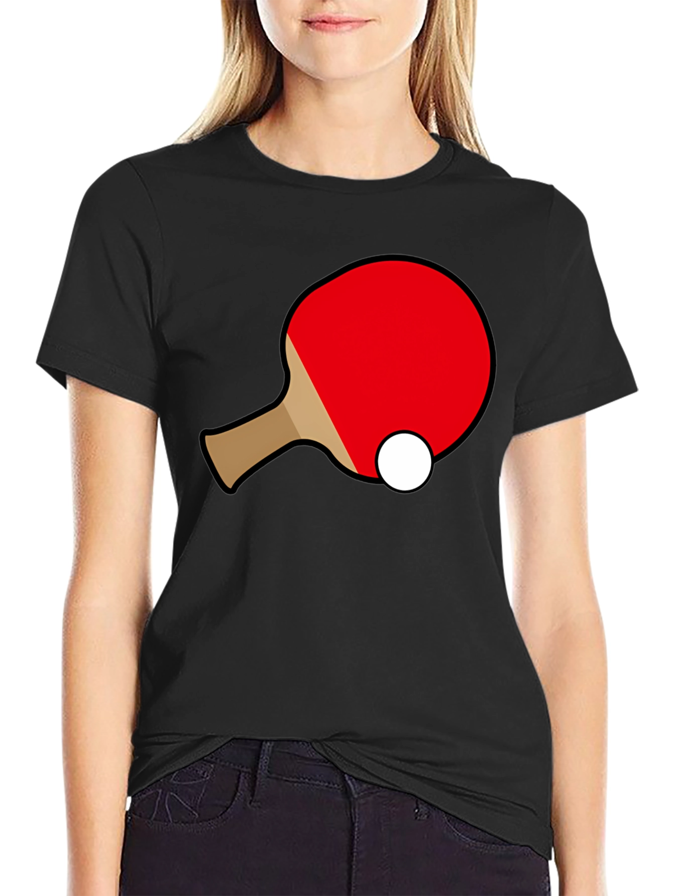Ping Pong Paddle T-Shirt - Black Cotton Graphic Tee