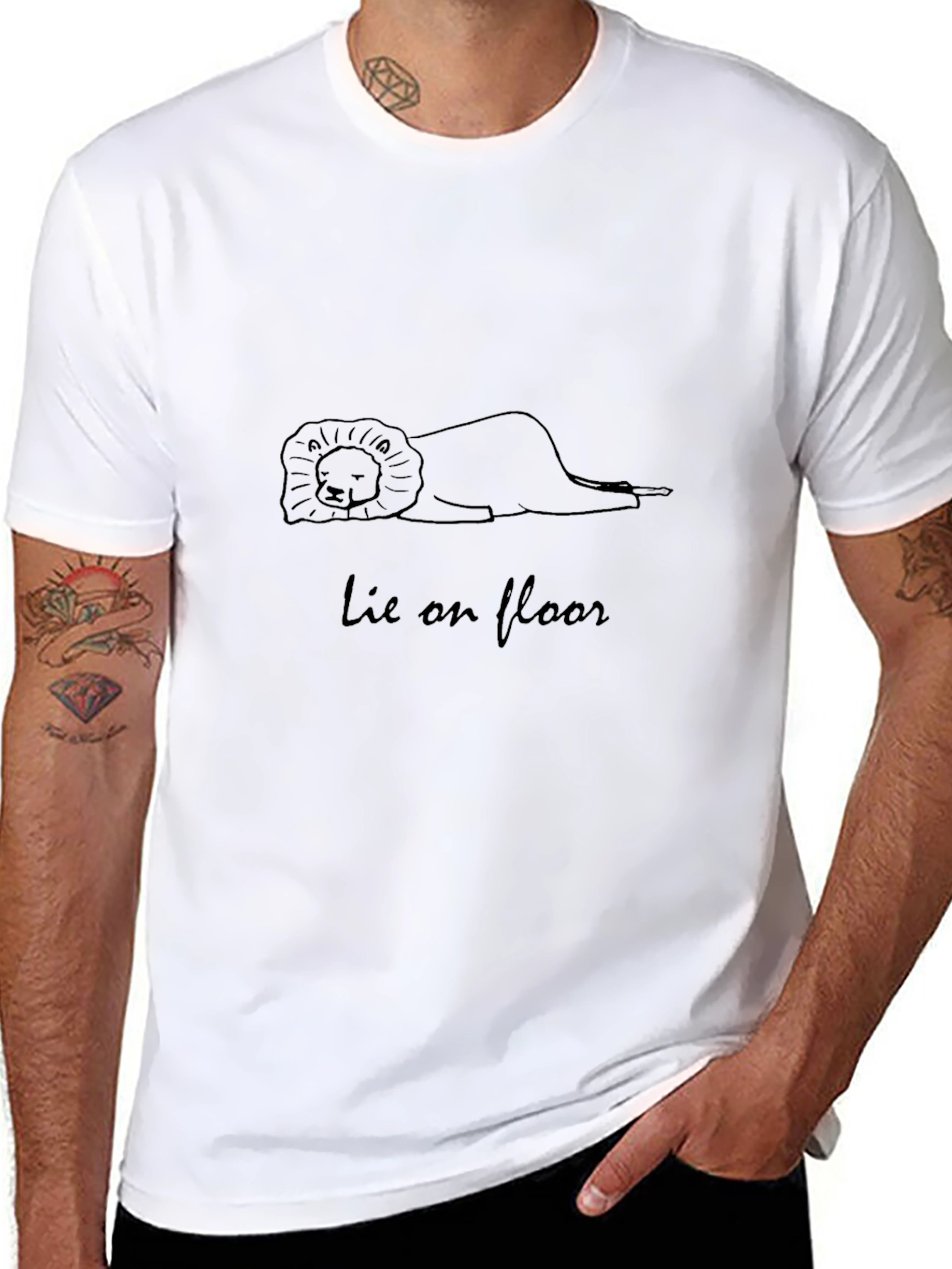 Lion Lie on Floor Black Tee