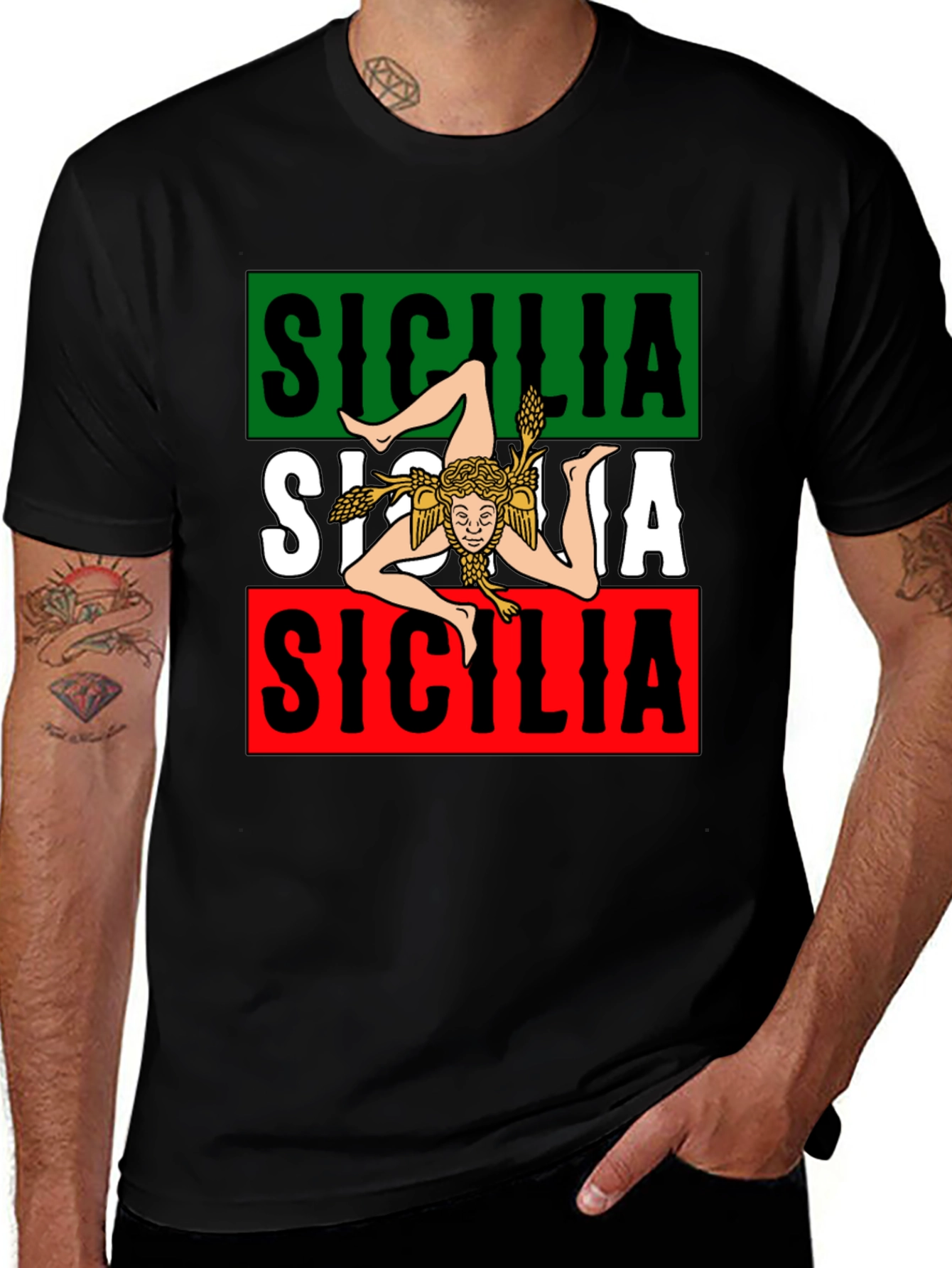 Sicilia T-Shirt Trinacria Symbol Italian Pride Tee
