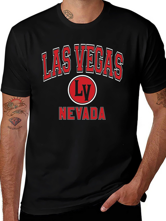 Las Vegas Nevada Graphic Tee - Black Cotton Casual Shirt
