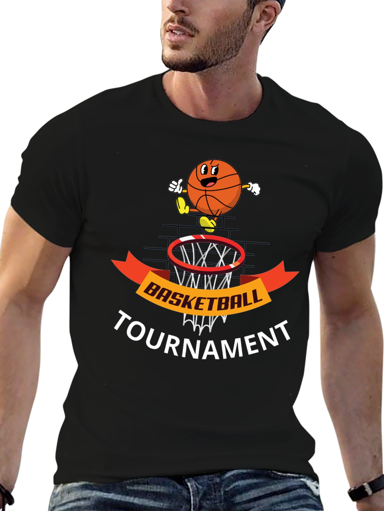 Basketball Tournament Black T-Shirt Graphic Tee