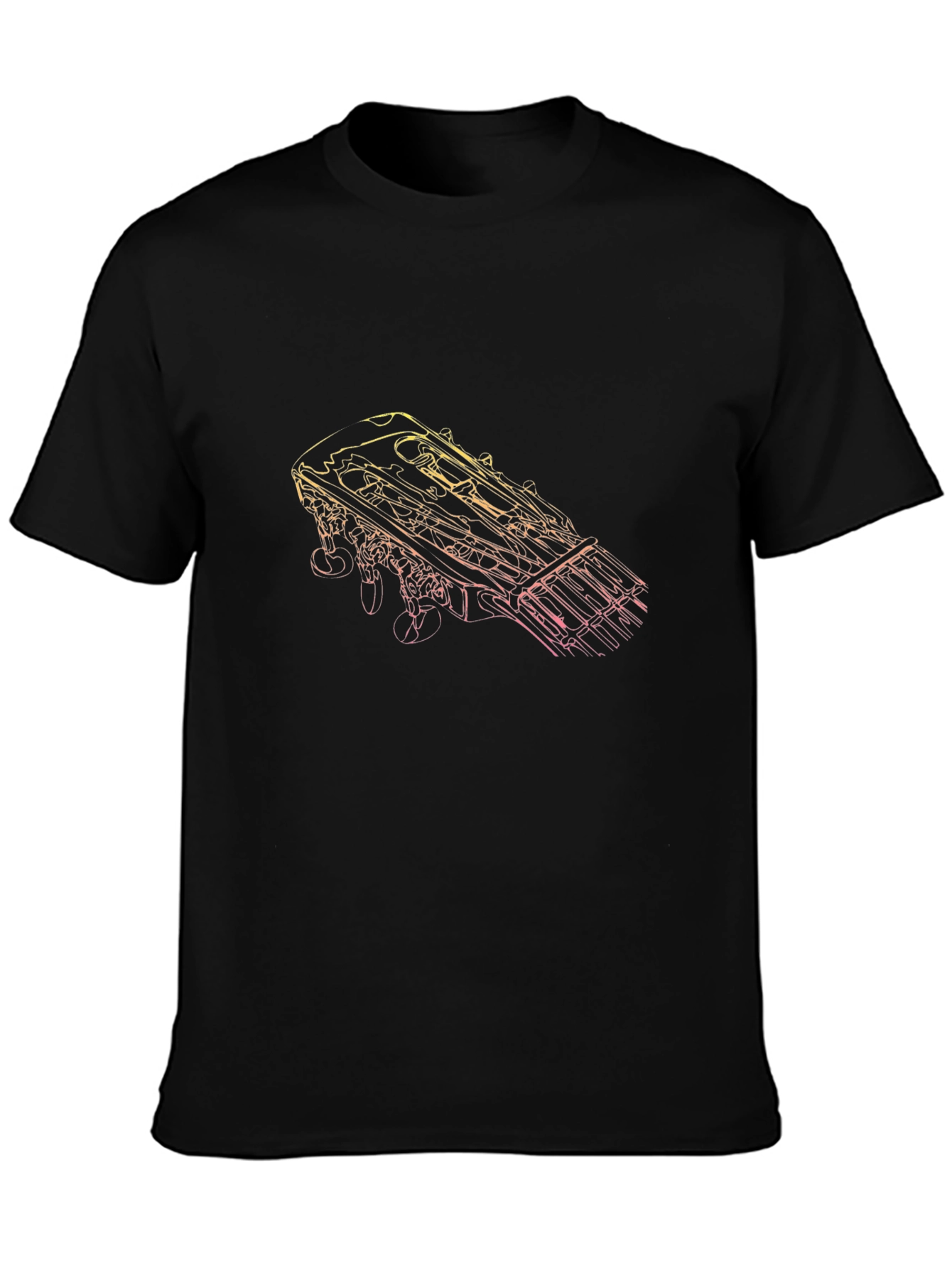 Guitar Headstock Graphic Tee - Black Unisex T-Shirt