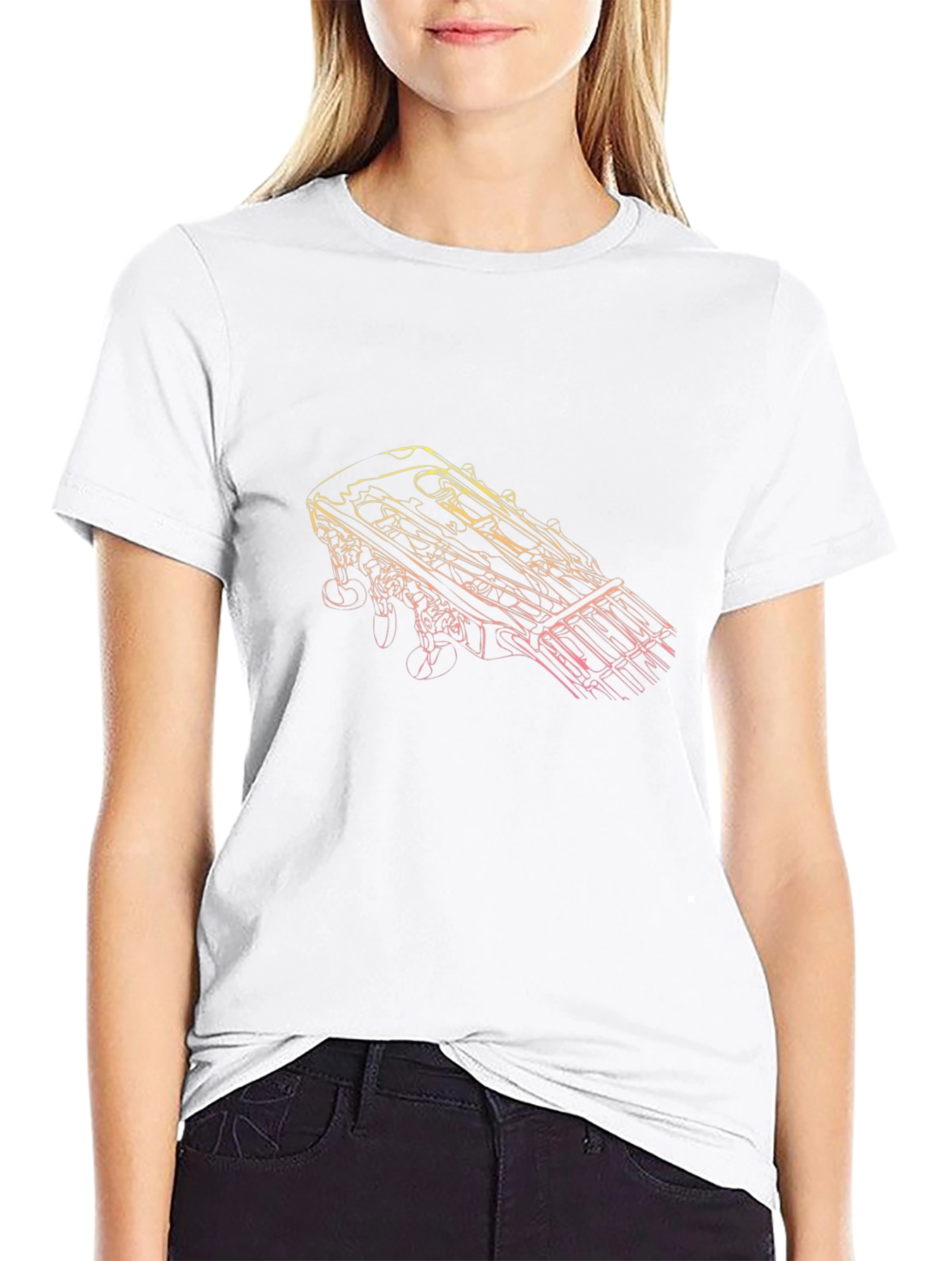 Guitar Headstock Graphic Tee - Black Unisex T-Shirt
