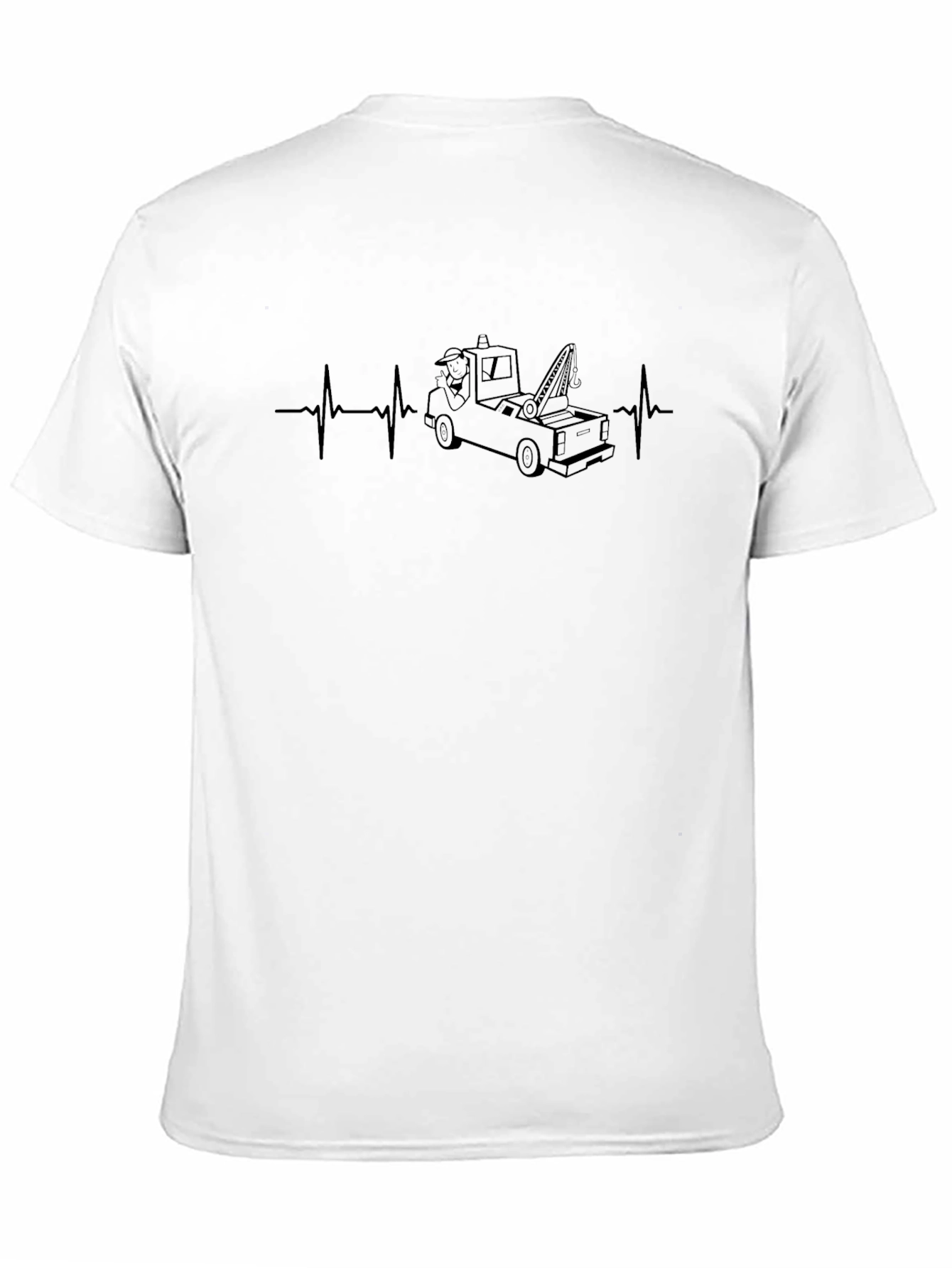 Tow Truck Heartbeat Black T-Shirt