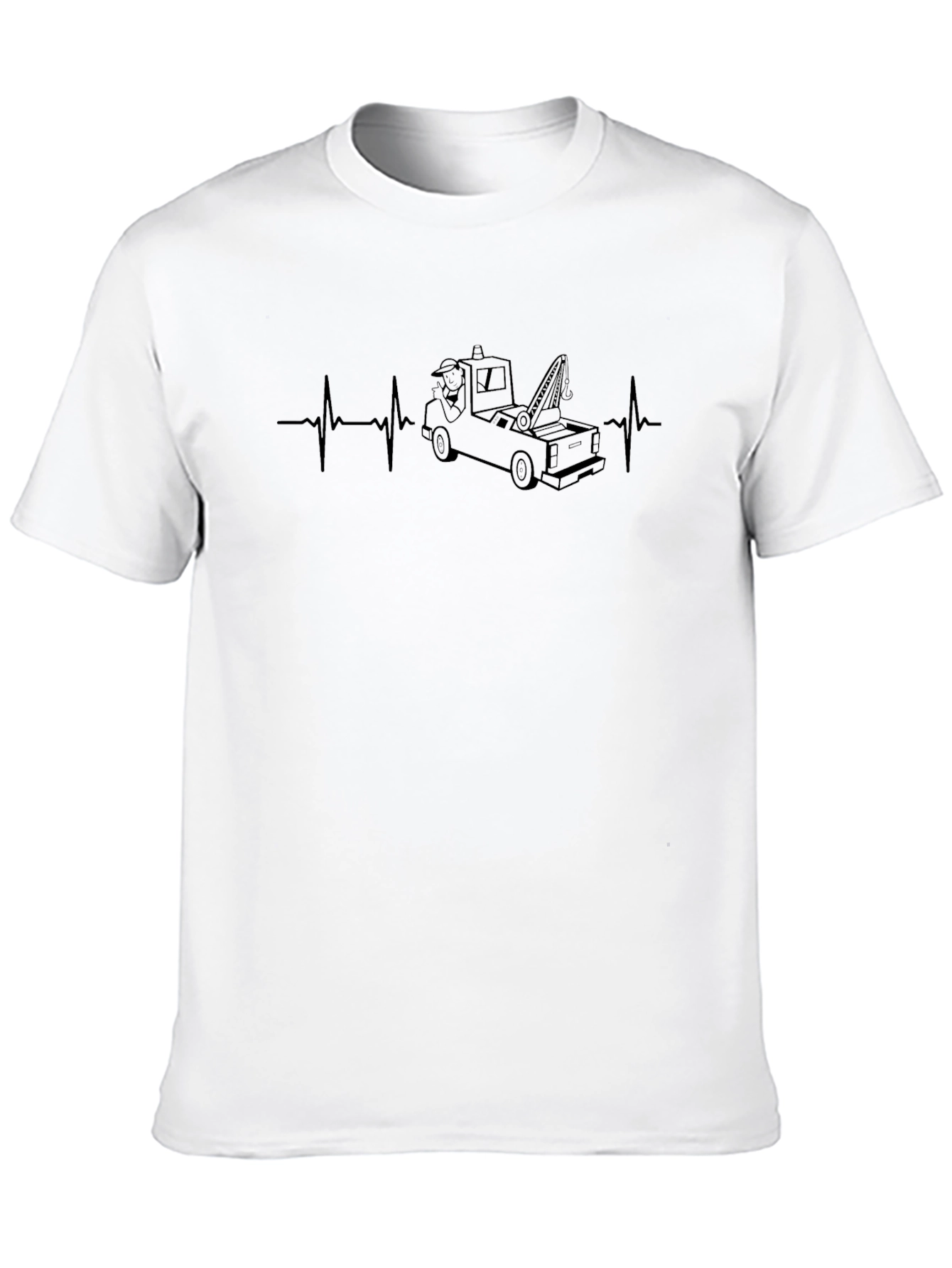 Tow Truck Heartbeat Black T-Shirt