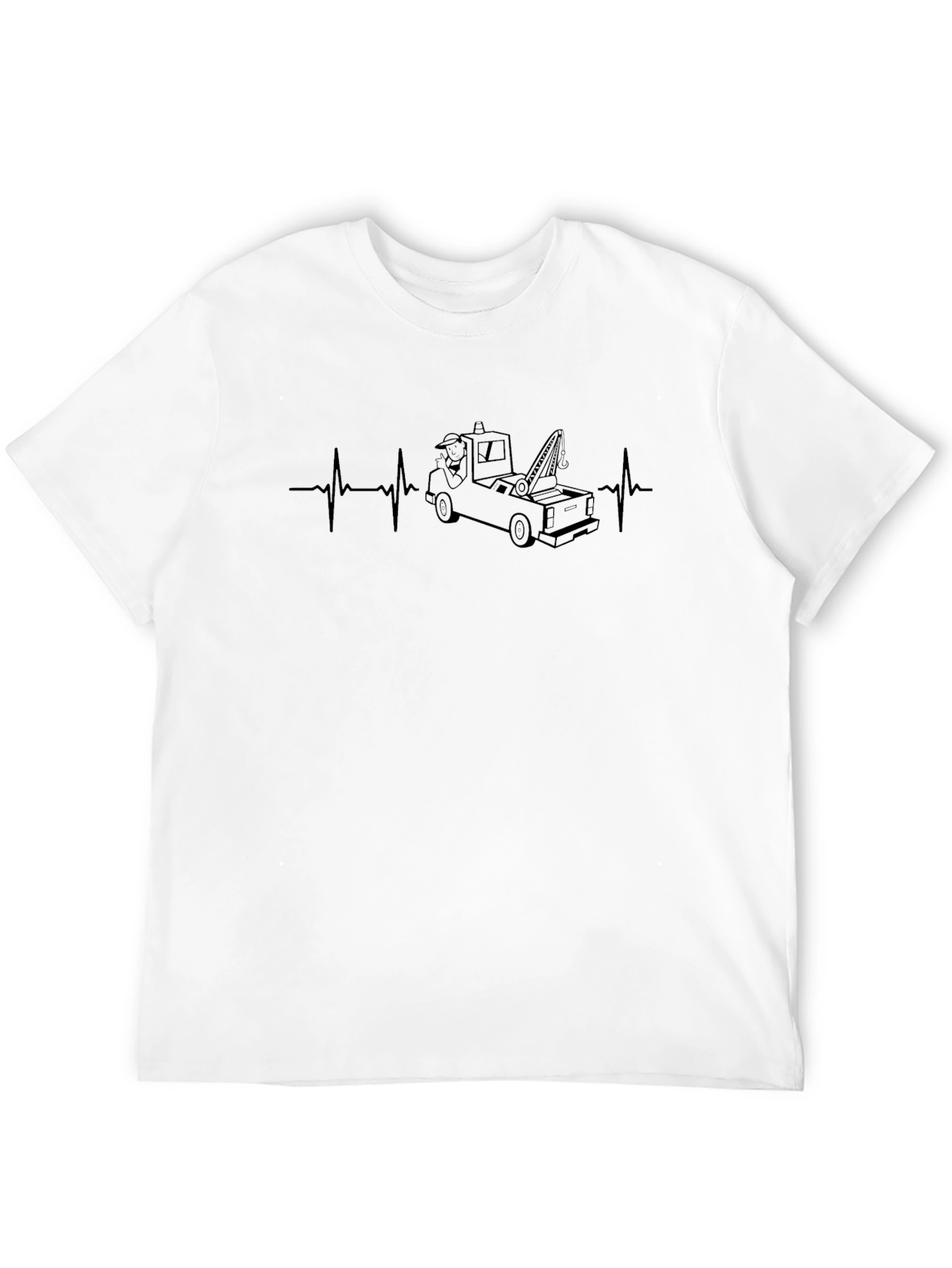 Tow Truck Heartbeat Black T-Shirt
