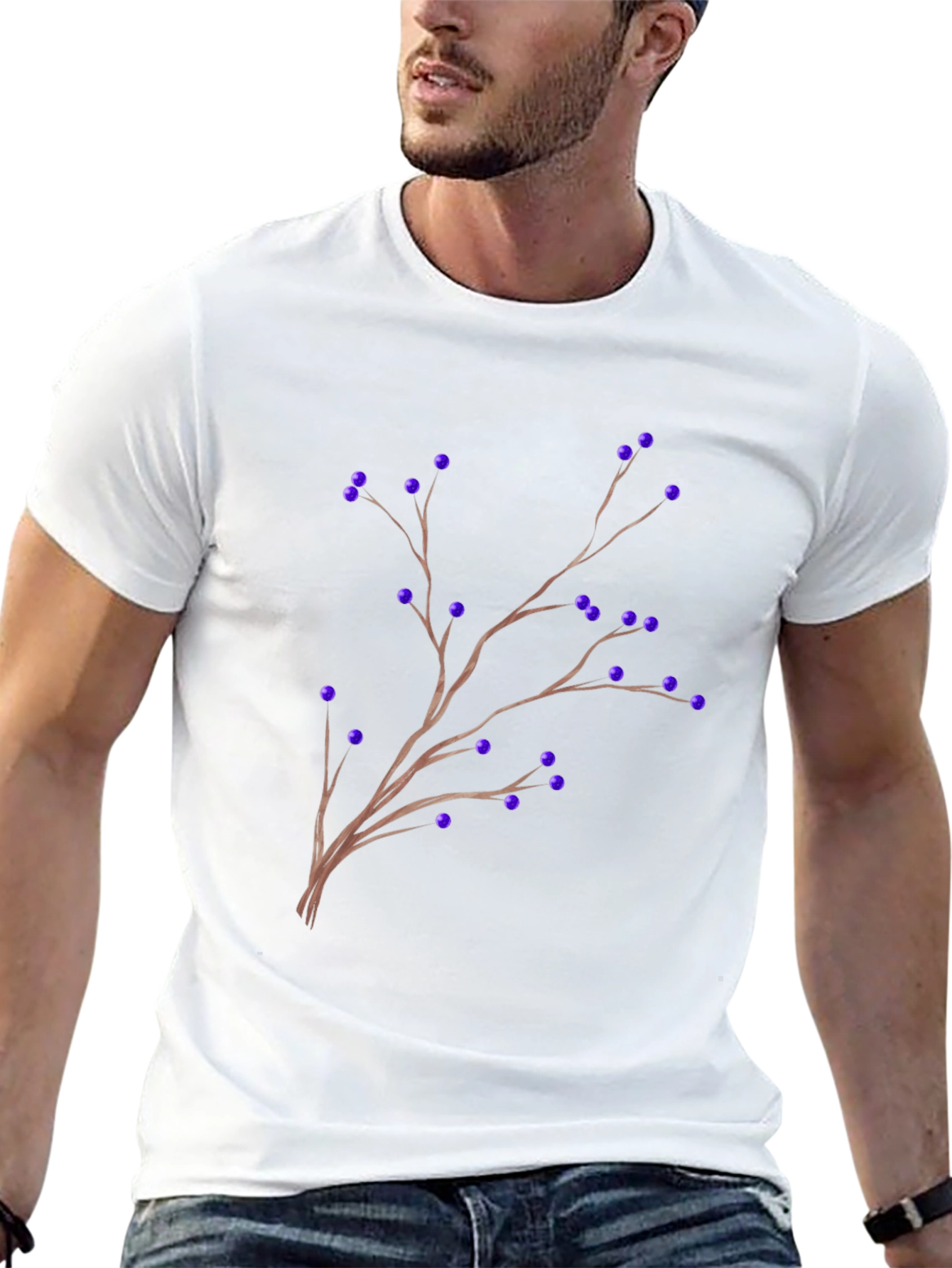 Berries on Branch Graphic Tee - Black