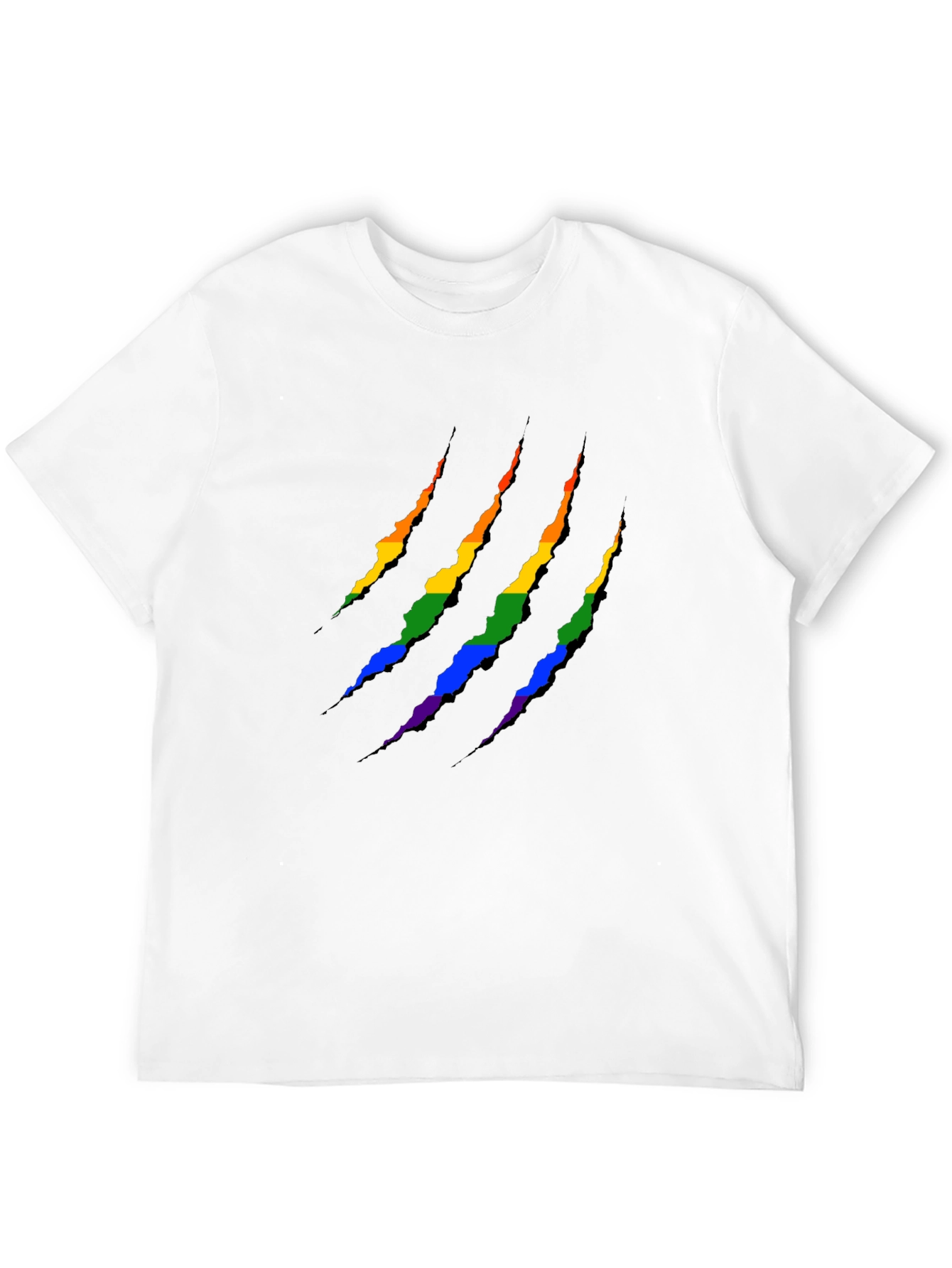 Rainbow Claw Marks Graphic Black T-Shirt