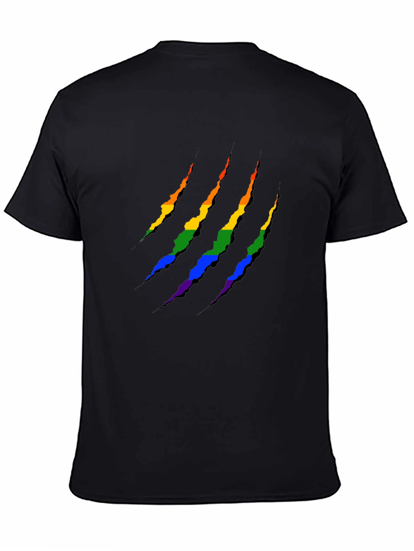 Rainbow Claw Marks Graphic Black T-Shirt