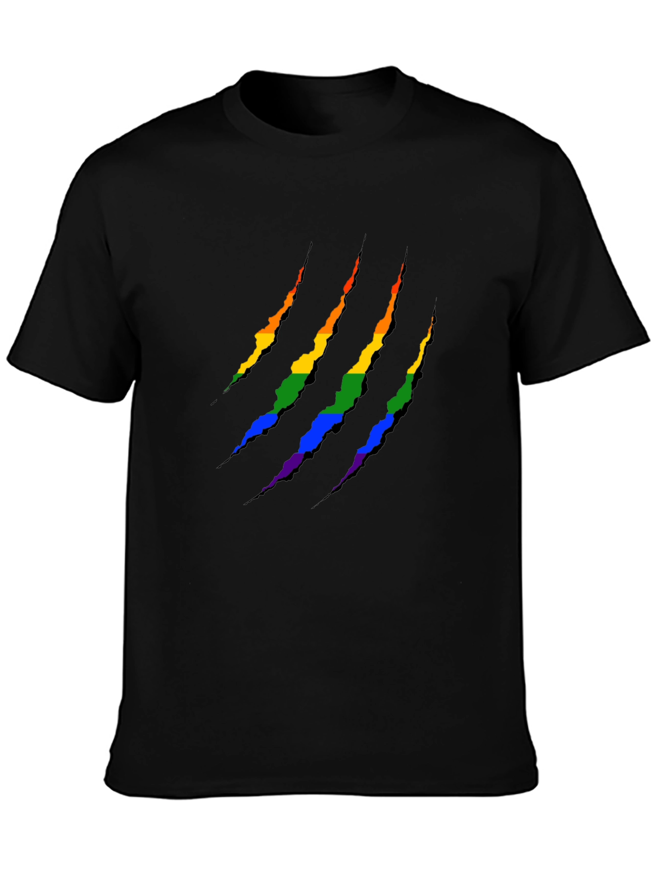 Rainbow Claw Marks Graphic Black T-Shirt