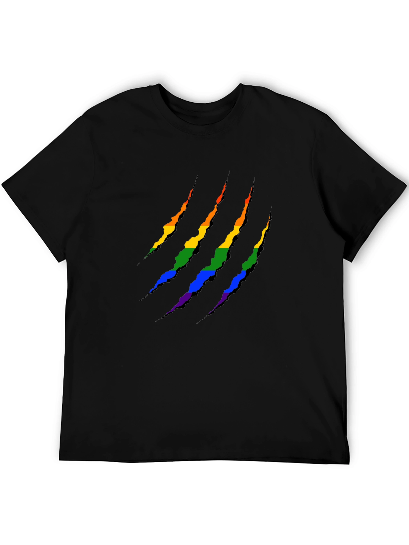 Rainbow Claw Marks Graphic Black T-Shirt