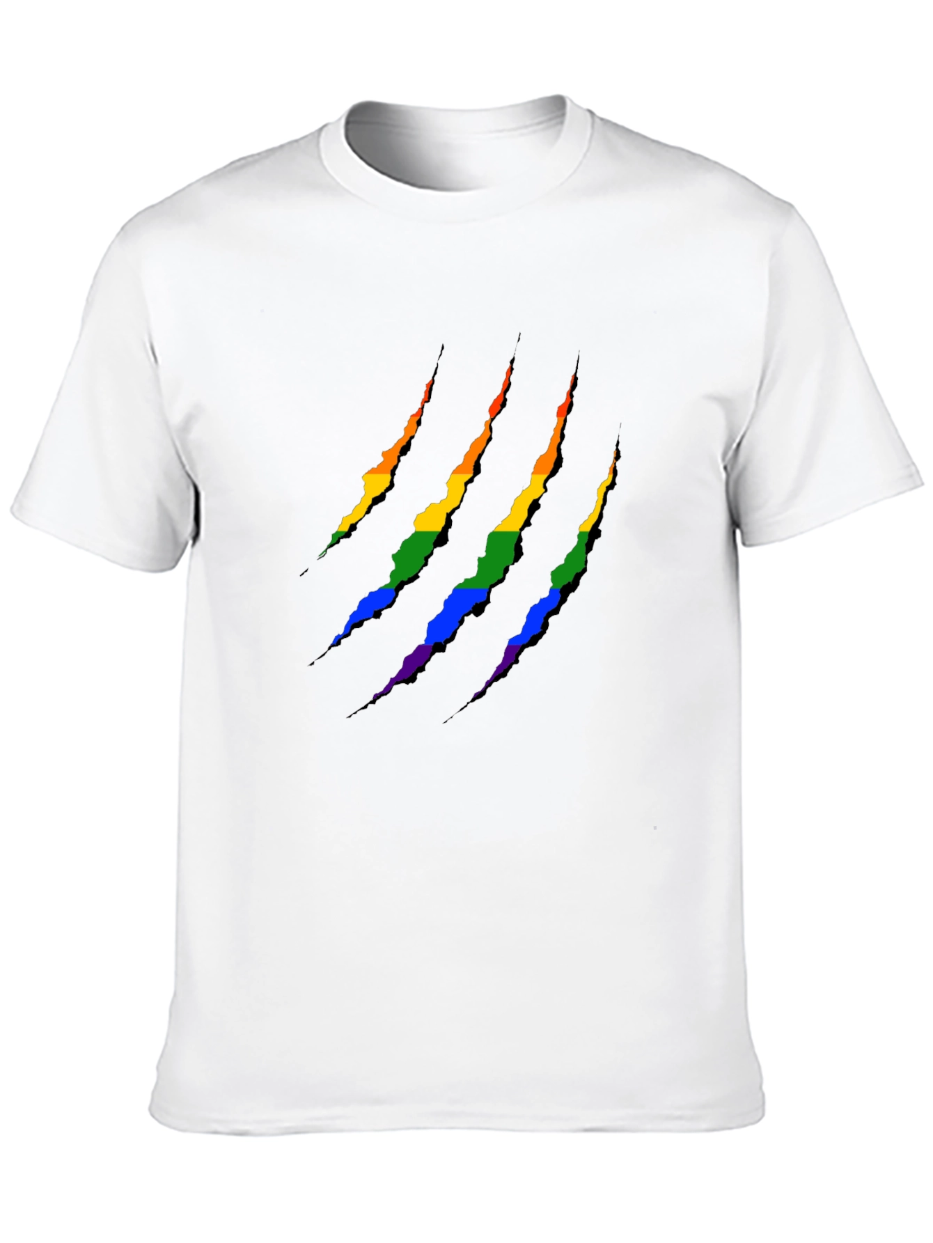 Rainbow Claw Marks Graphic Black T-Shirt