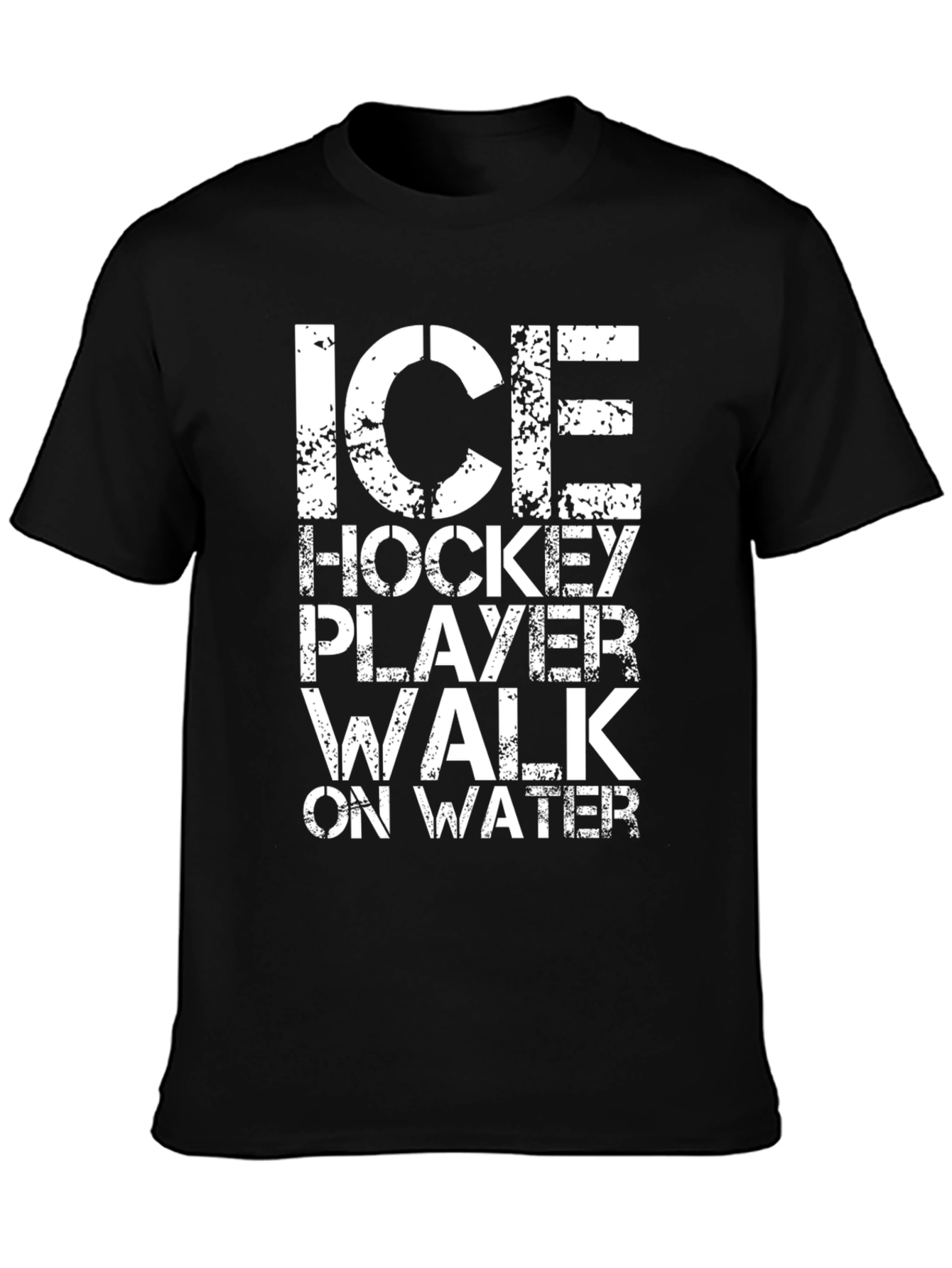 Ice Hockey Player Walk On Water Black T-Shirt