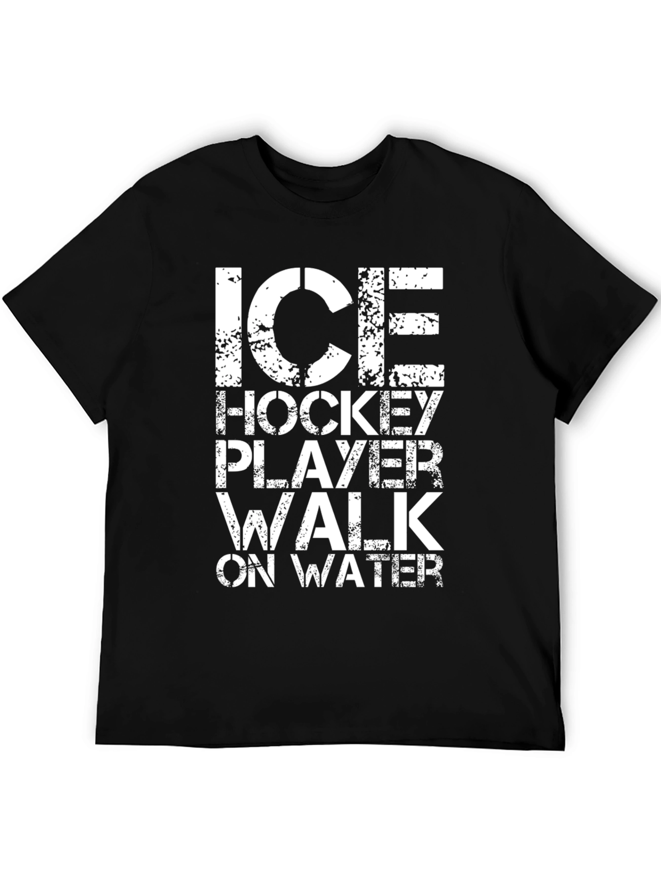 Ice Hockey Player Walk On Water Black T-Shirt