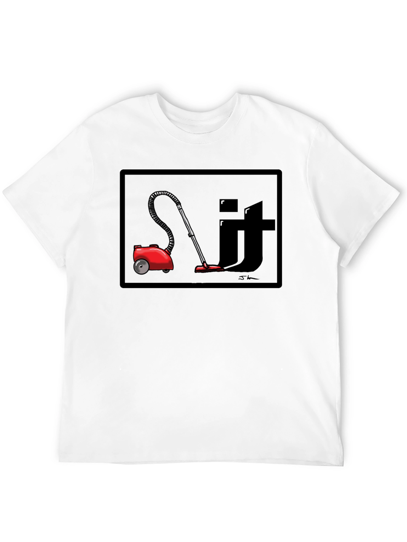 Red Vacuum Clean It Black T-Shirt