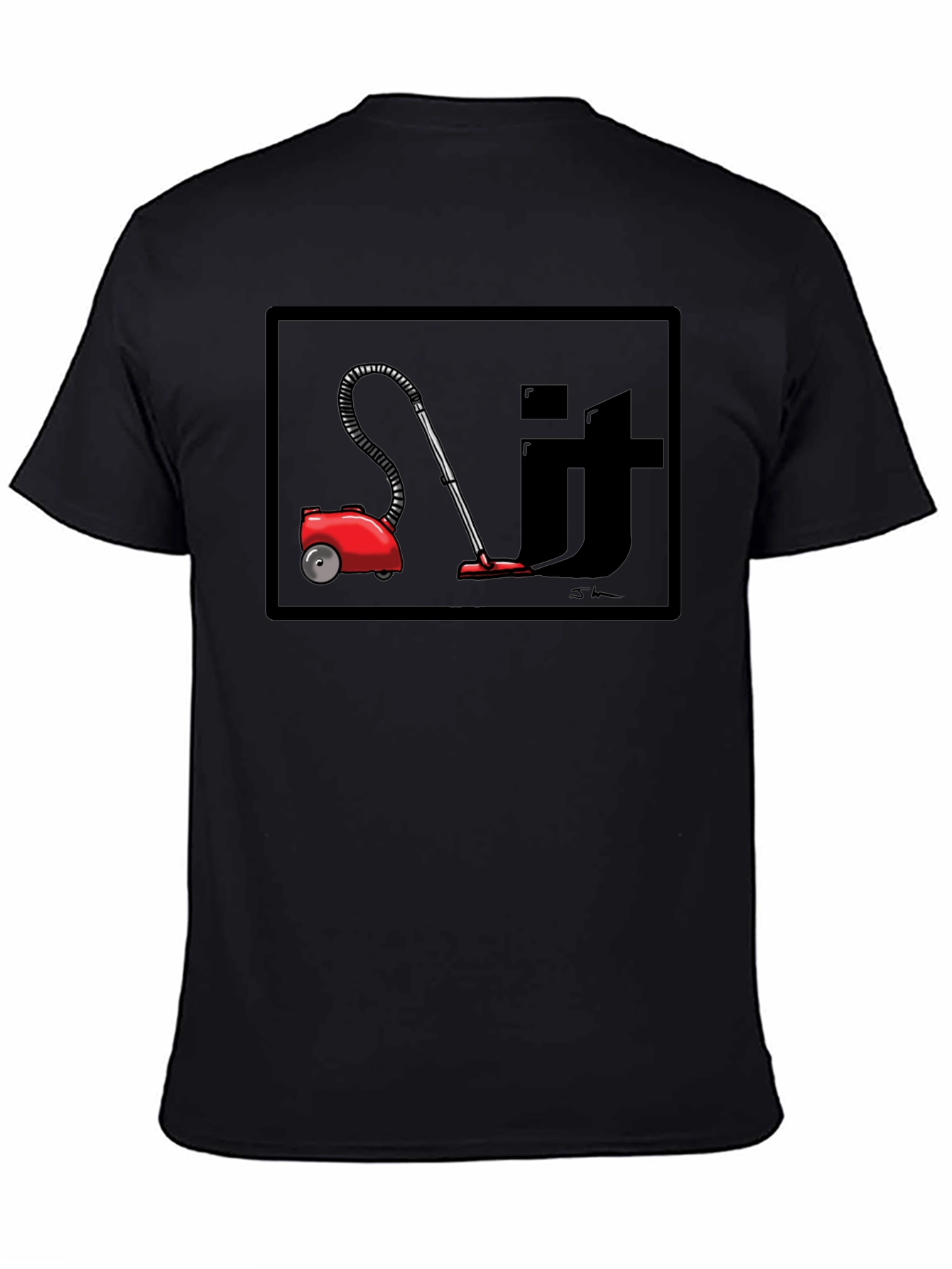 Red Vacuum Clean It Black T-Shirt