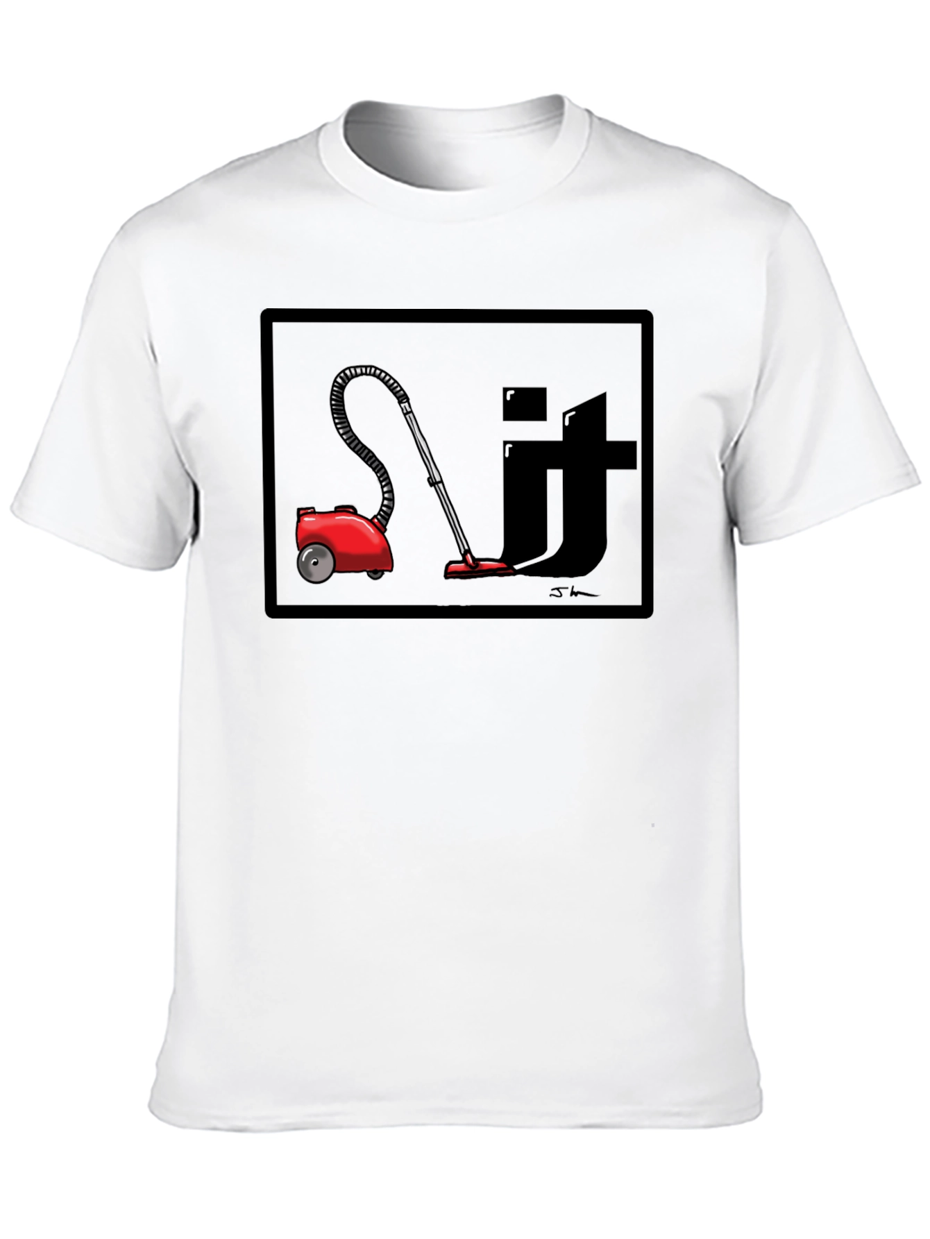 Red Vacuum Clean It Black T-Shirt
