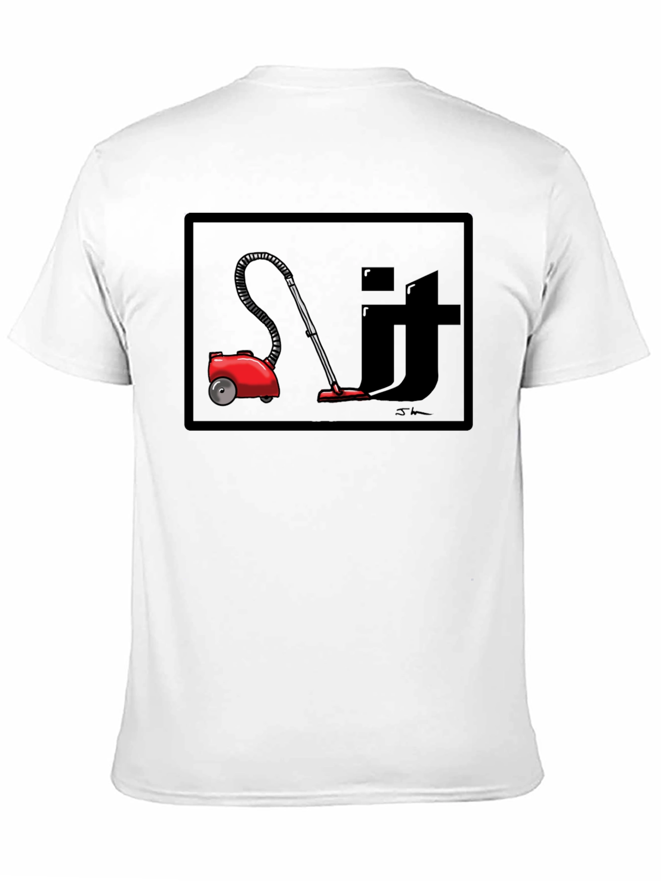 Red Vacuum Clean It Black T-Shirt